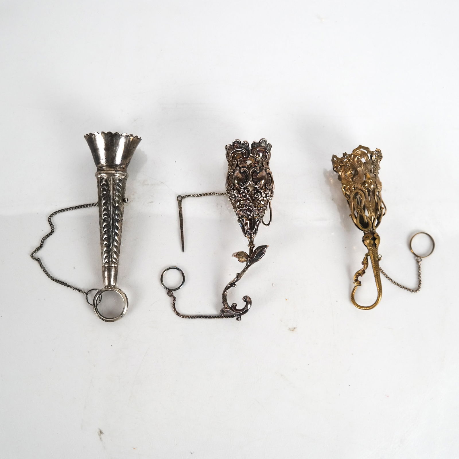 (3) 19th C. Silver "Tussie Mussie" Posey Holders (1 of 7)
