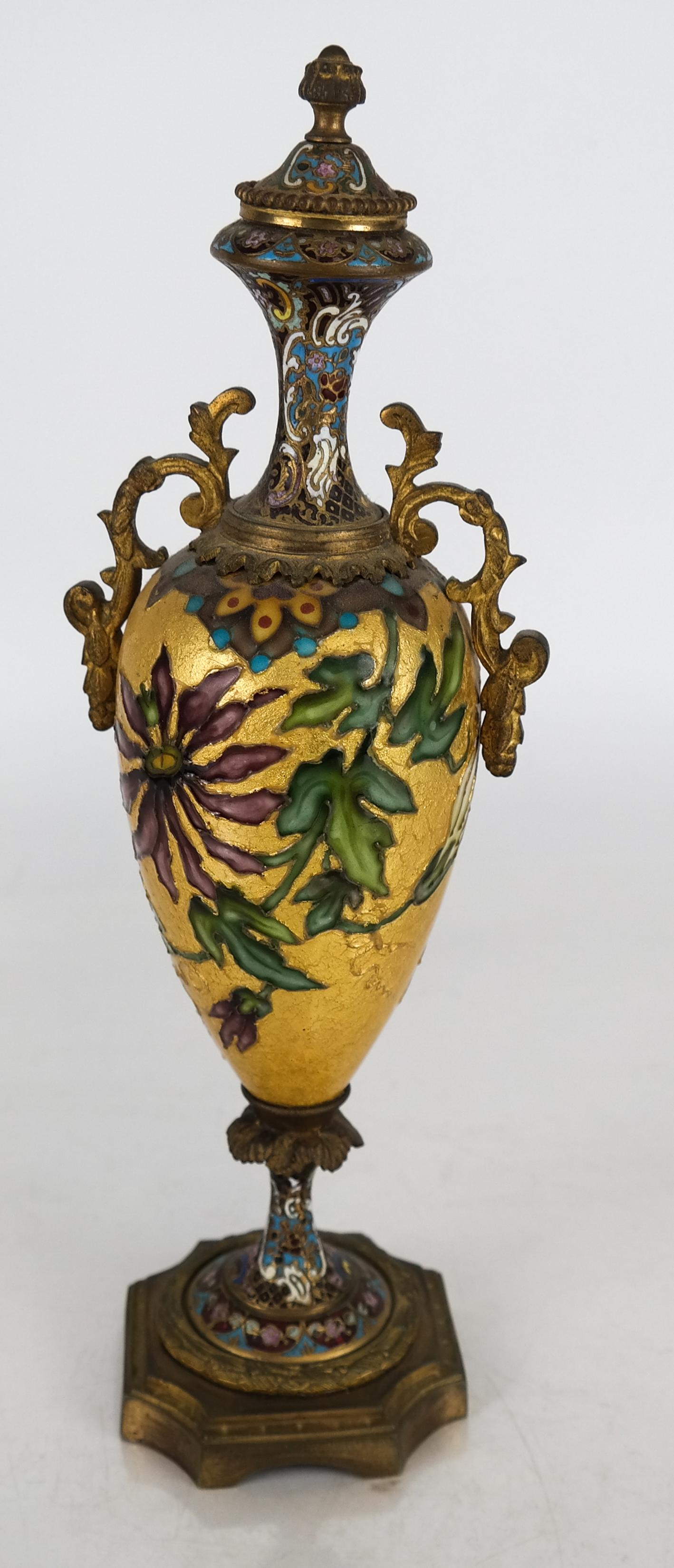19th C. Enamel Cloisonne Vase (1 of 4)