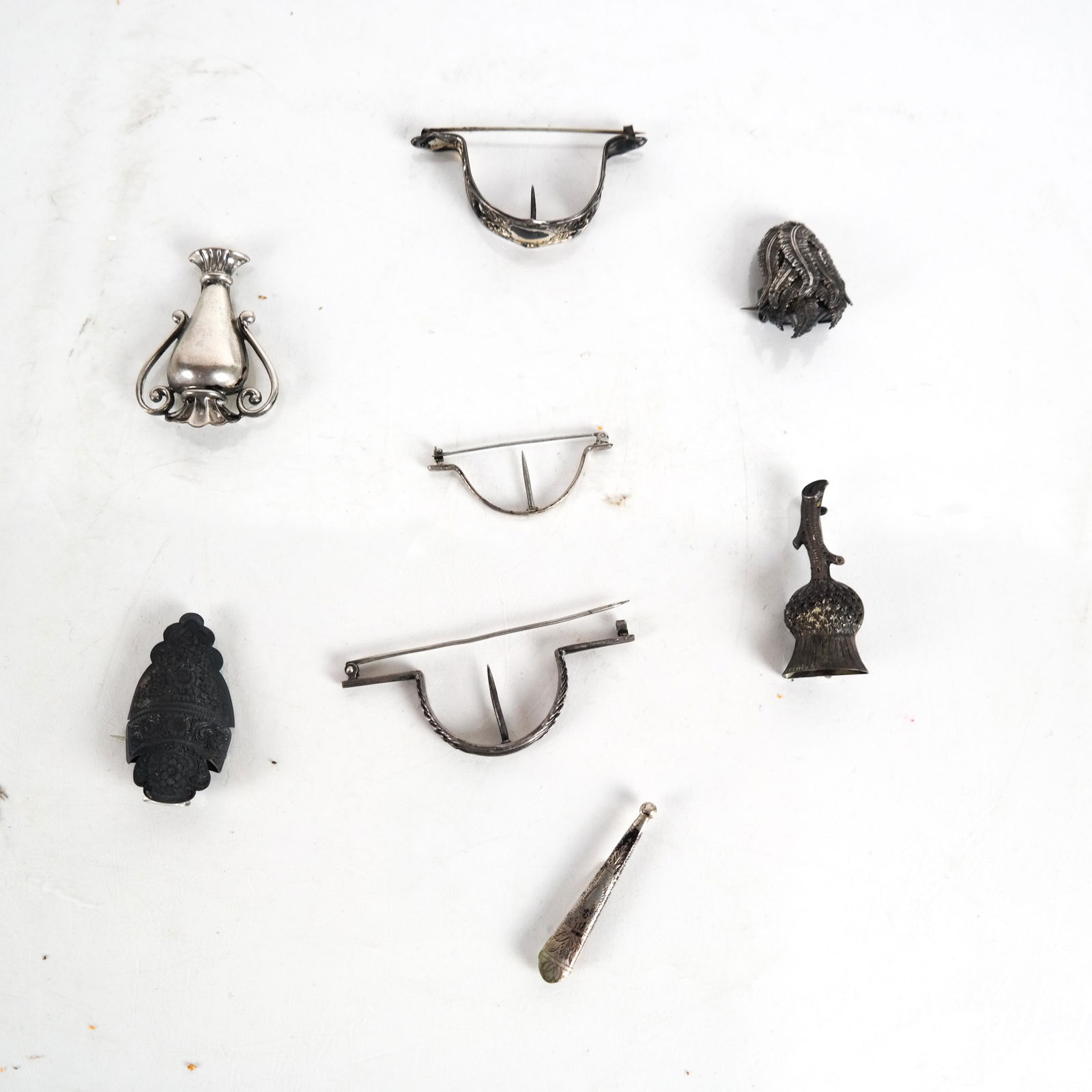 19th C. Pin-On "Tussie Mussie" Posey Holders (8) (1 of 9)