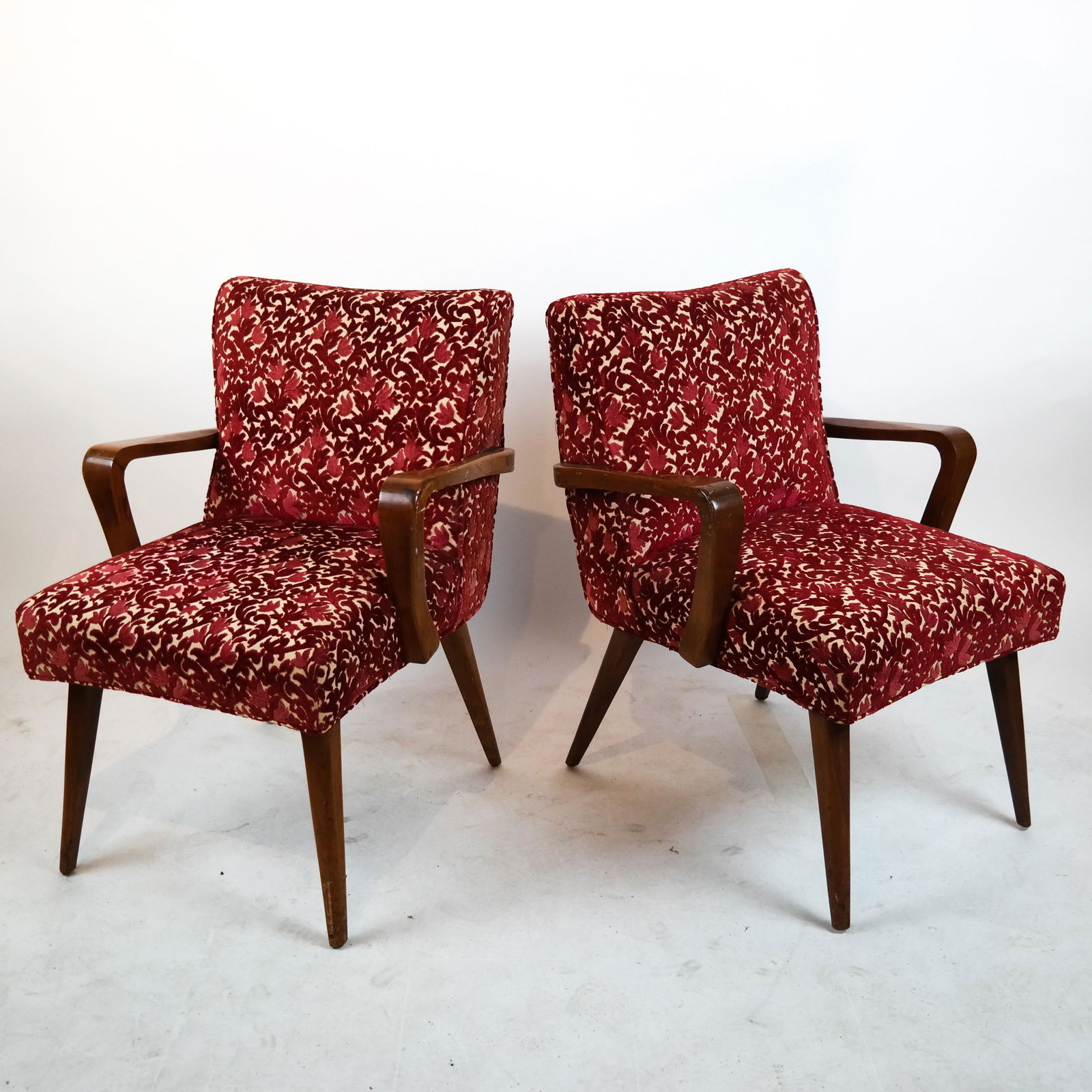 Pair Modern Red Upholstered Chairs (1 of 4)