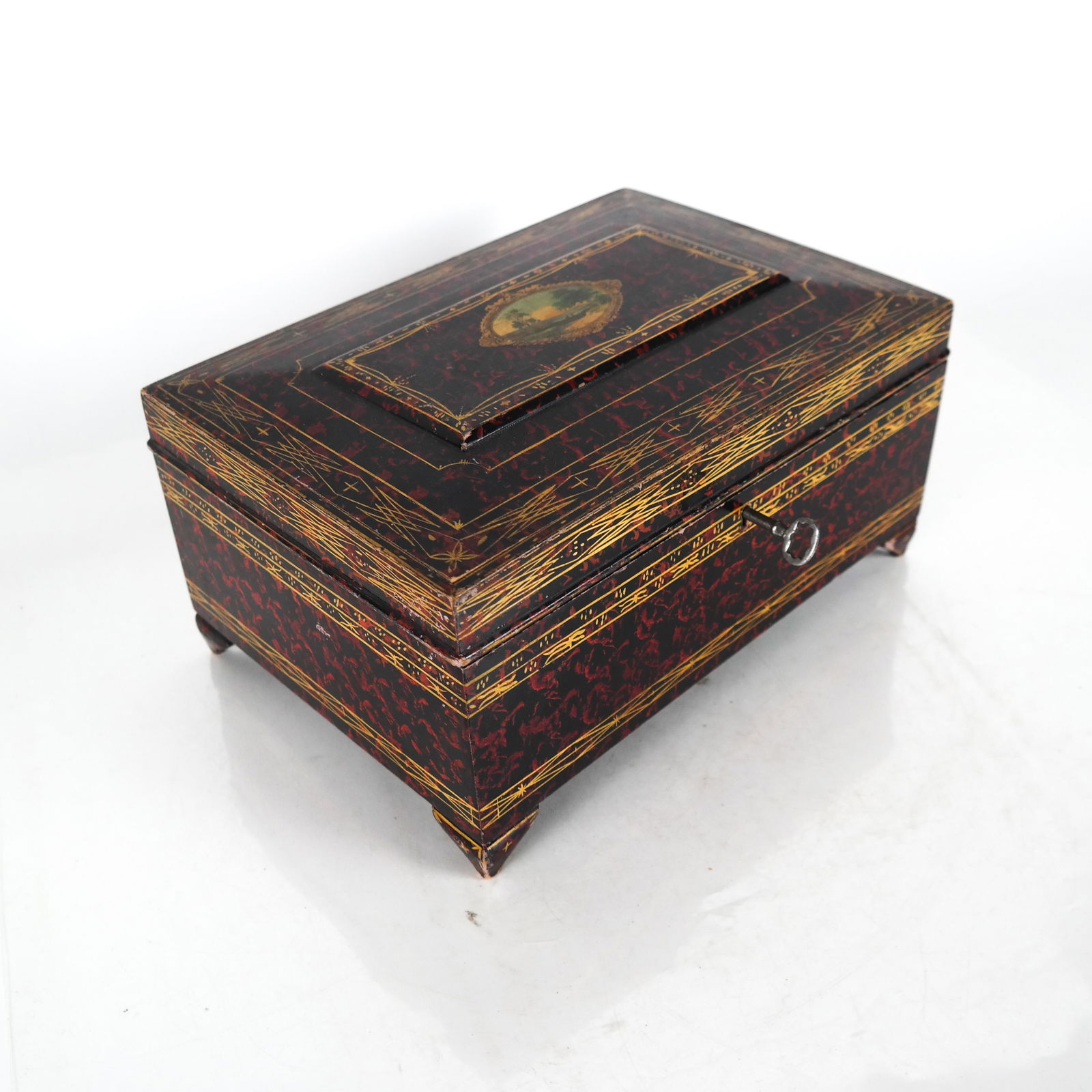 Victorian Painted Wood Lock Box (1 of 5)