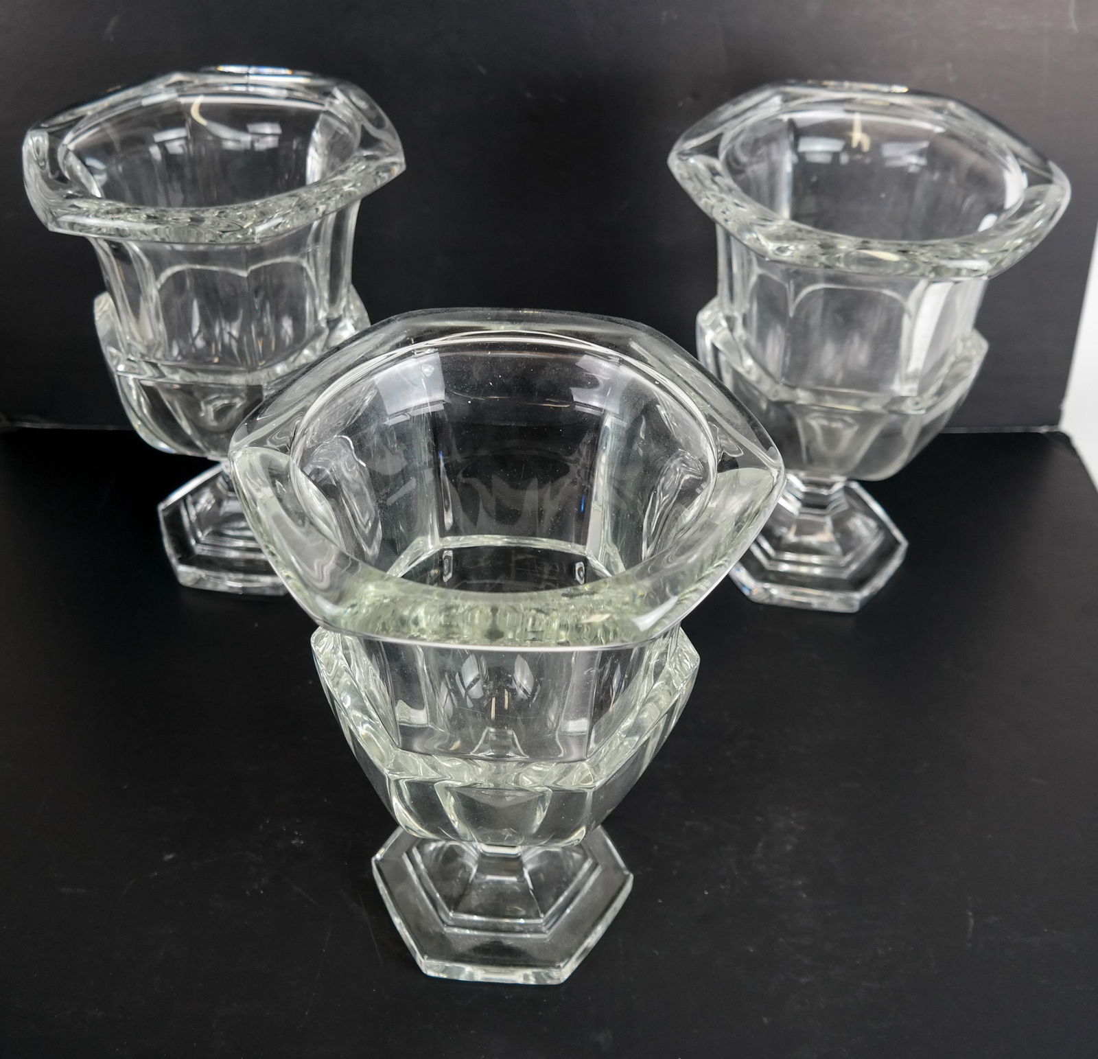 Three Baccarat-Quality Crystal Urns (1 of 6)