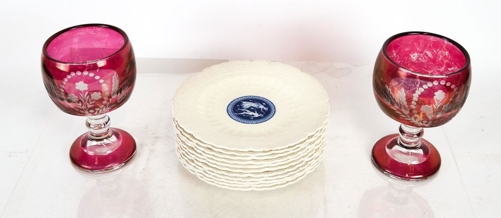 12 Spode Copeland Plates & 2 Goblets (1 of 7)