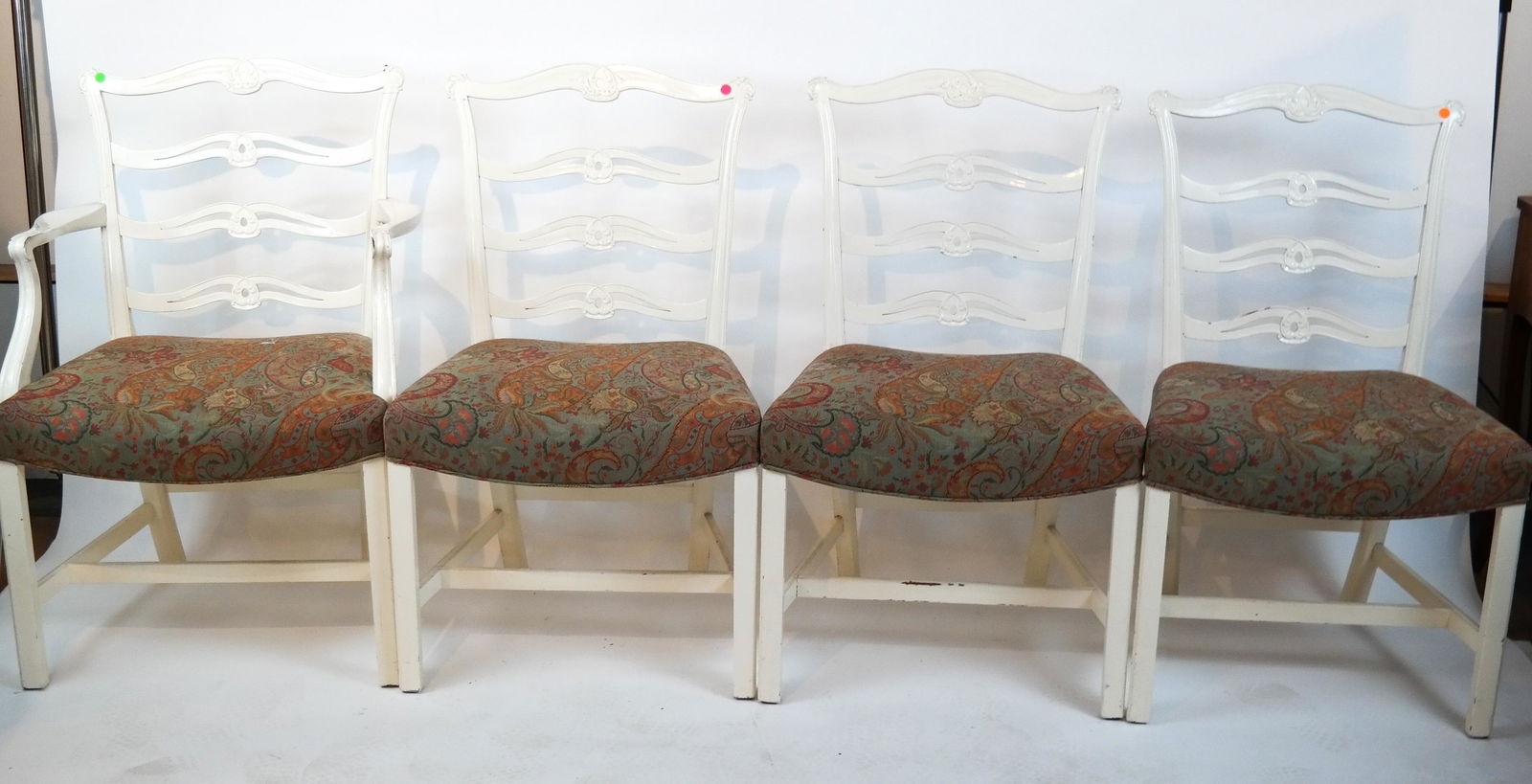 Set of 8 White Ladder-Back Chairs (1 of 9)