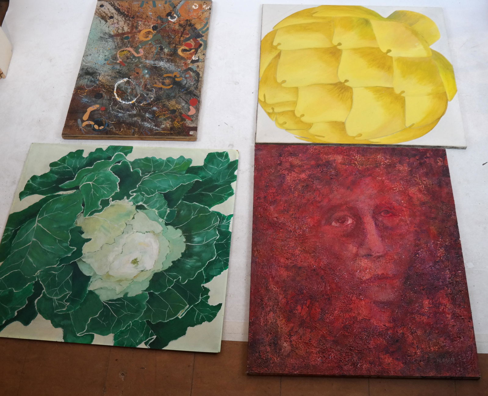 Four Floral & Abstract Paintings (1 of 9)