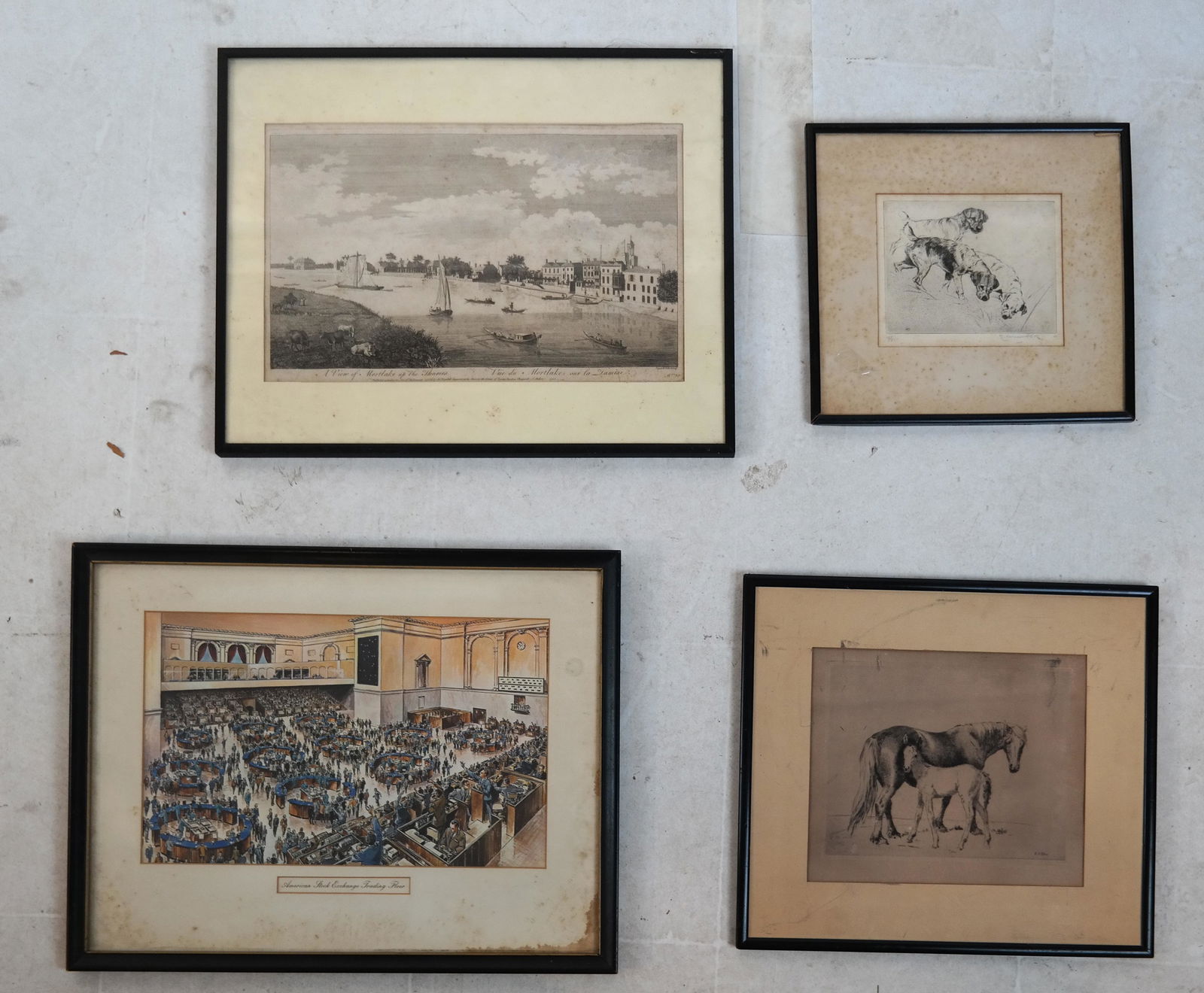 4 Prints: Animals, Ships, Stock Exchange (1 of 9)