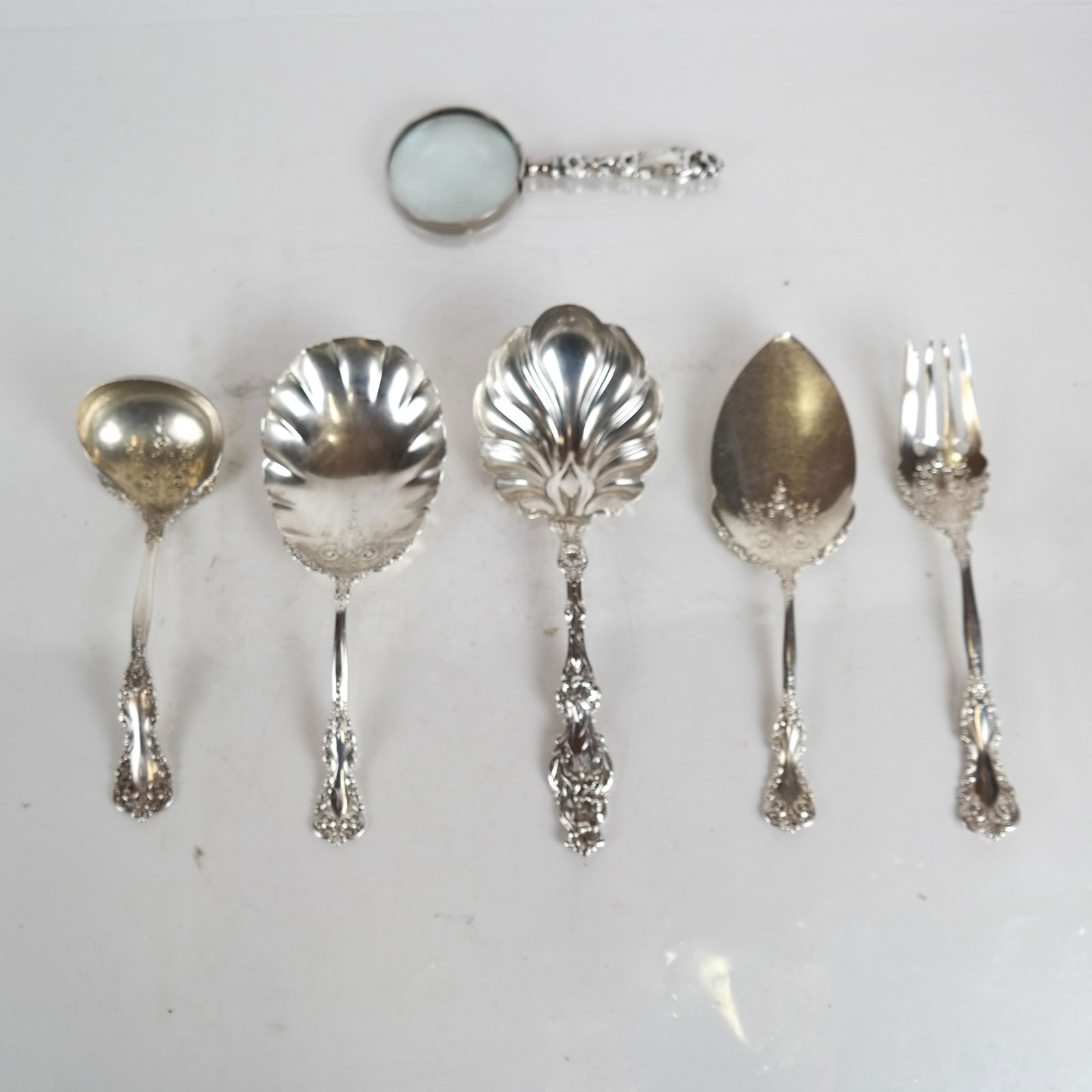 5 Sterling Silver Serving Pcs. & Magnifying Glass (1 of 7)