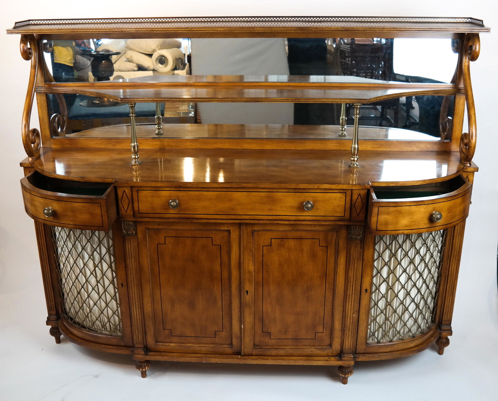 Regency-Style Fruitwood Credenza (1 of 4)