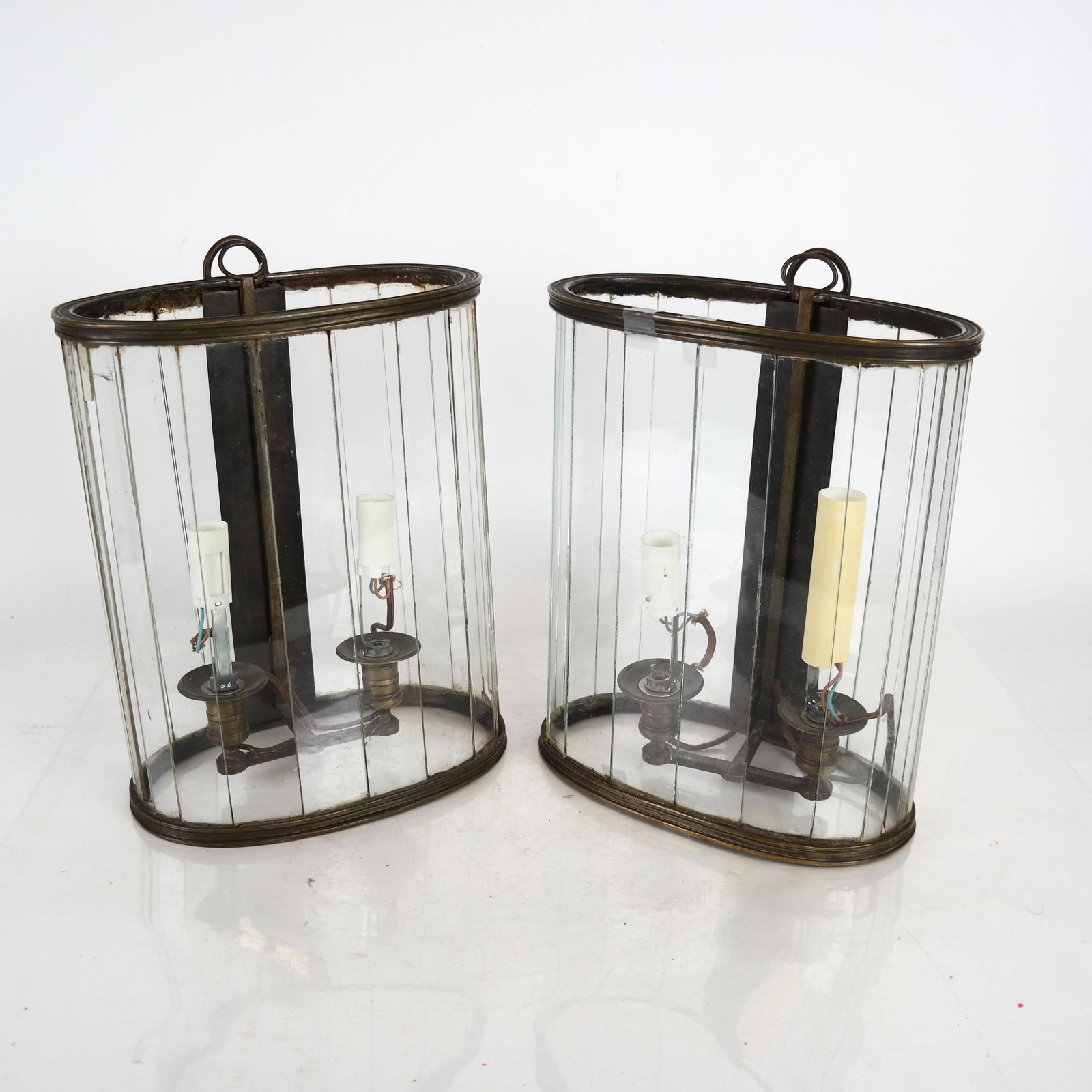 Pair Modern Glass & Bronze Lanterns/Sconces (1 of 6)