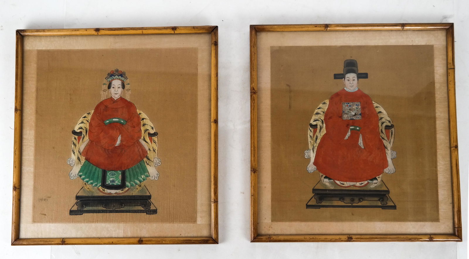 Pair Chinese Ancestral Portraits - W/C (1 of 6)