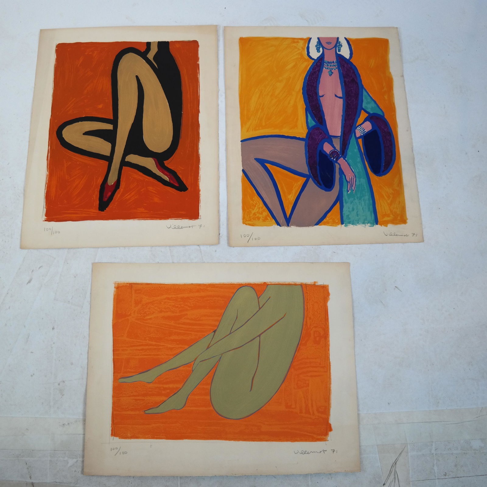 Bernard VILLEMOT: Three Silkscreen Prints (1 of 10)