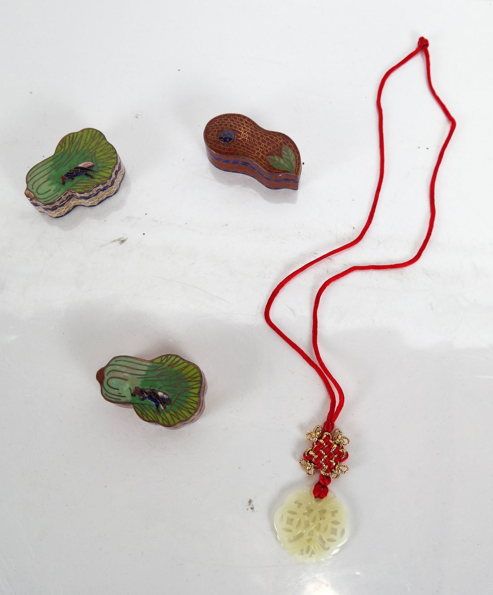 Cloisonne Boxes, Jade-Style Pendant - 4 Items (1 of 3)