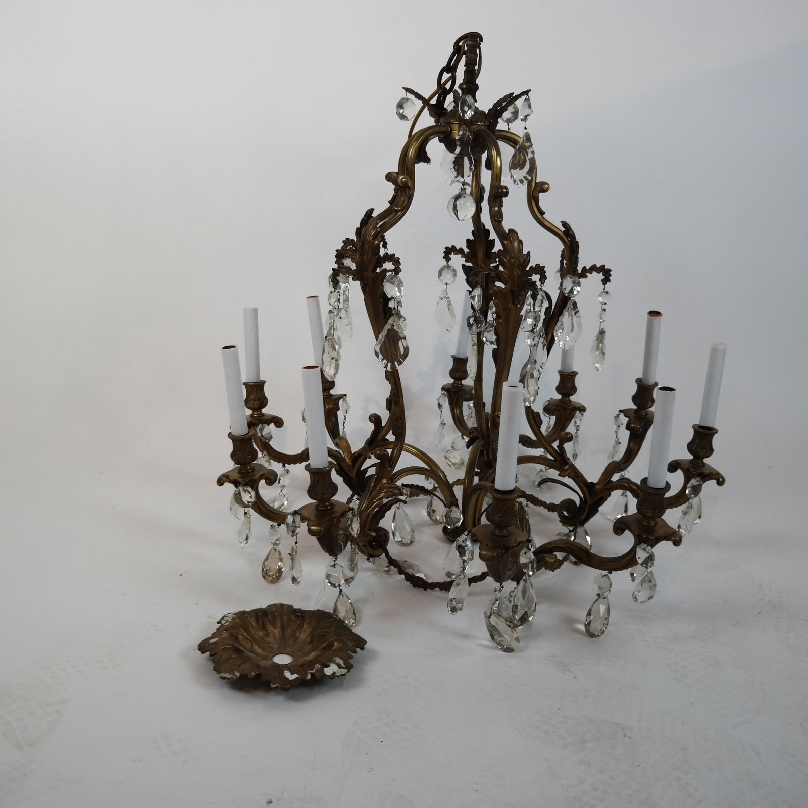 12-Light Bronze and Crystal Chandelier (1 of 3)