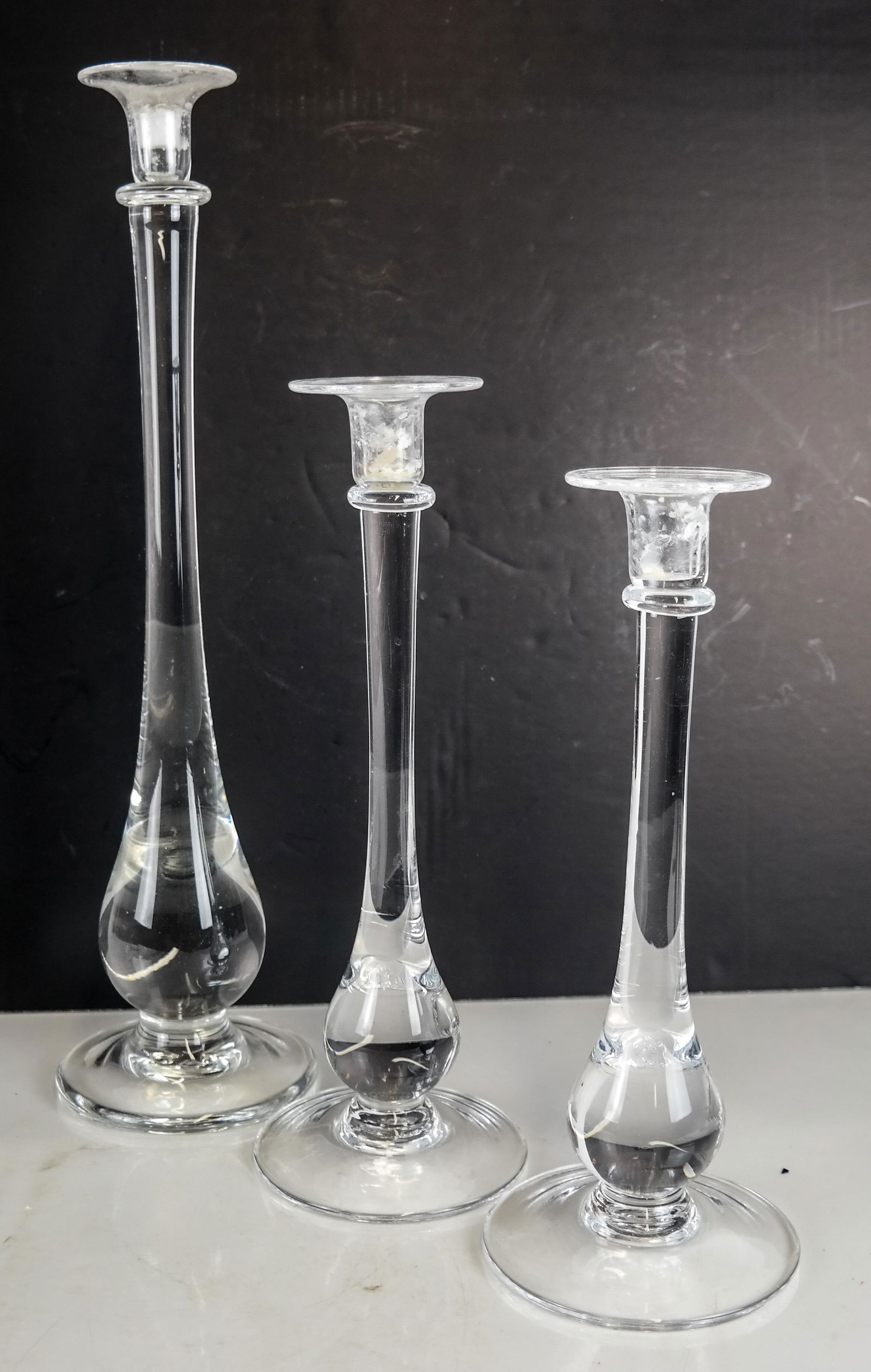Three Graduated Crystal Candlesticks (1 of 5)