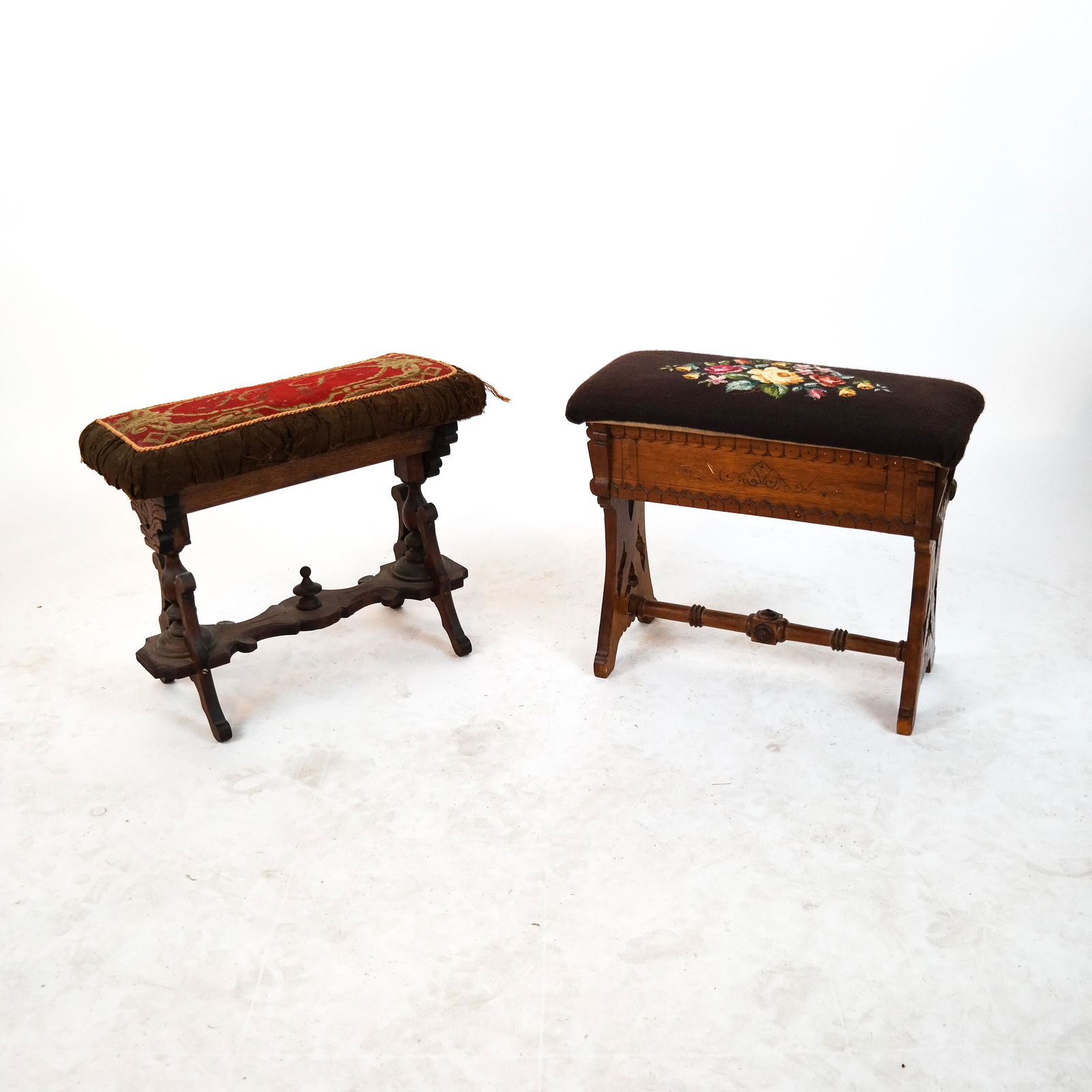 Two Antique Needlepoint Storage Benches (1 of 7)