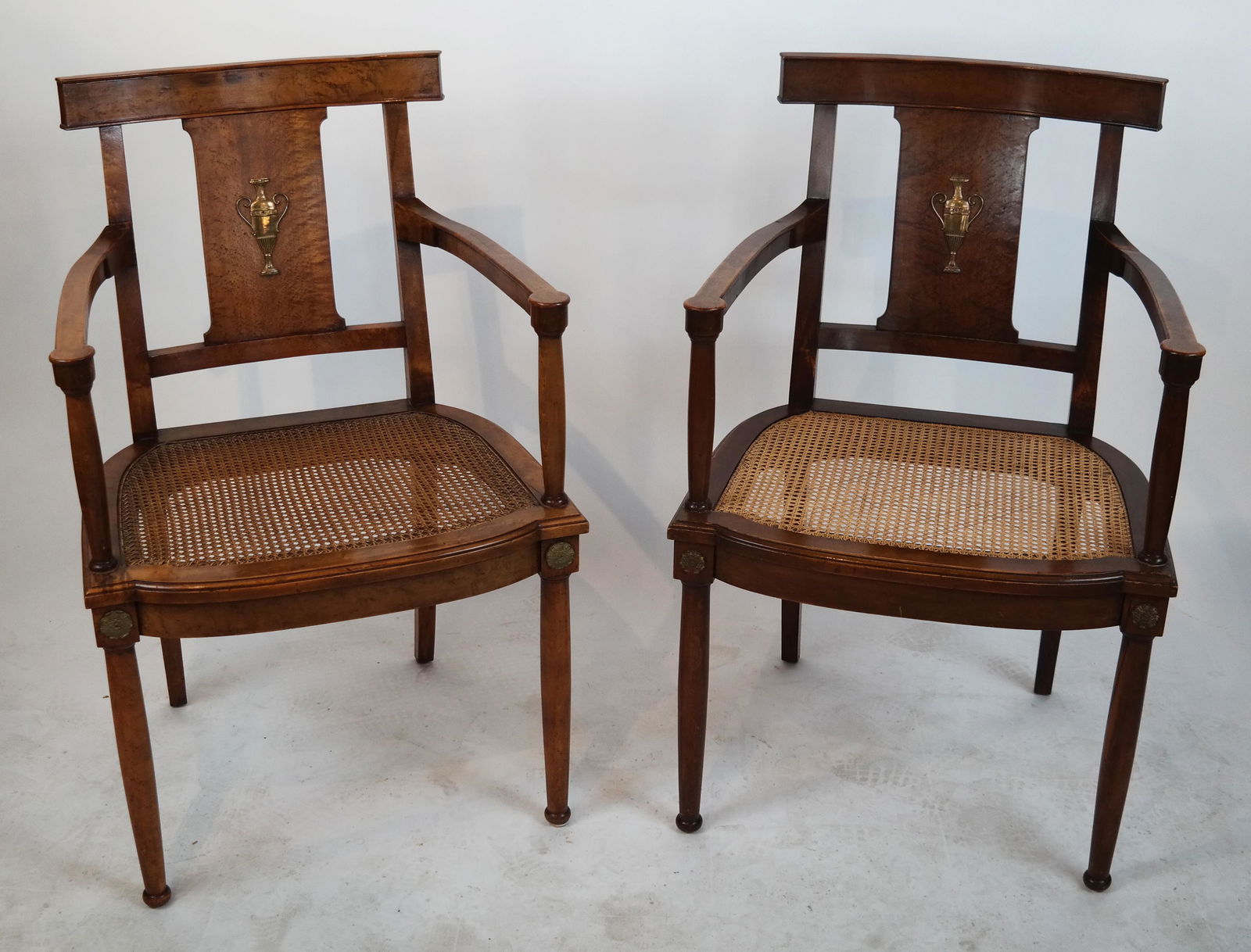 Pair English-Style Caned Arm Chairs (1 of 5)