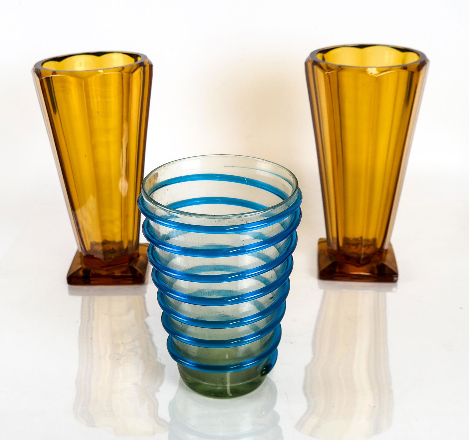 Pair Amber Colored Crystal Vases, Other (1 of 8)