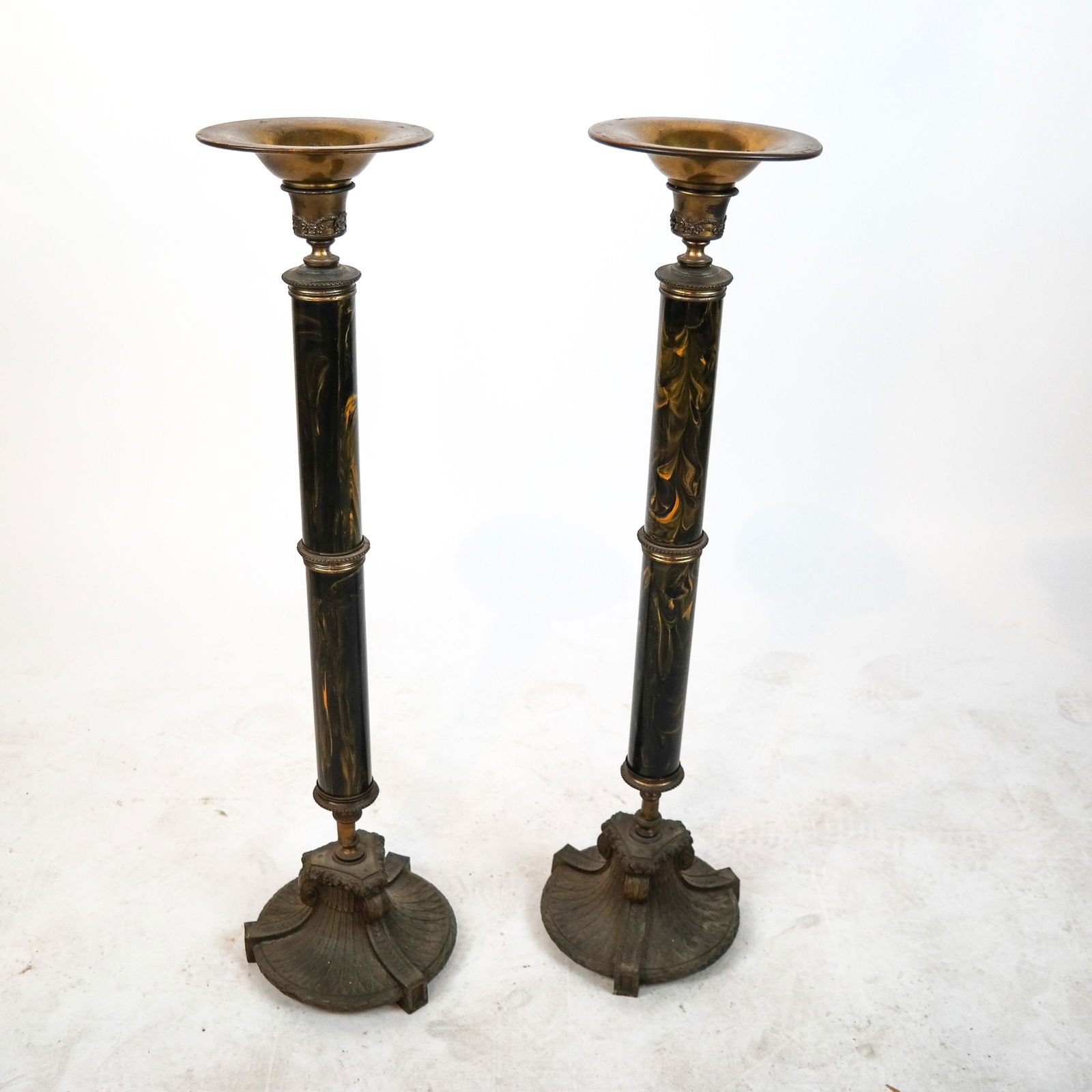 Pair of Brass/Bronze Floor Candlesticks (1 of 7)