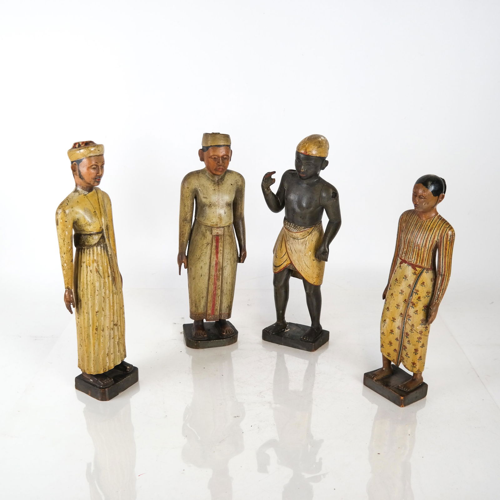 Set of Four Asian Carved, Painted Wood Statues (1 of 11)