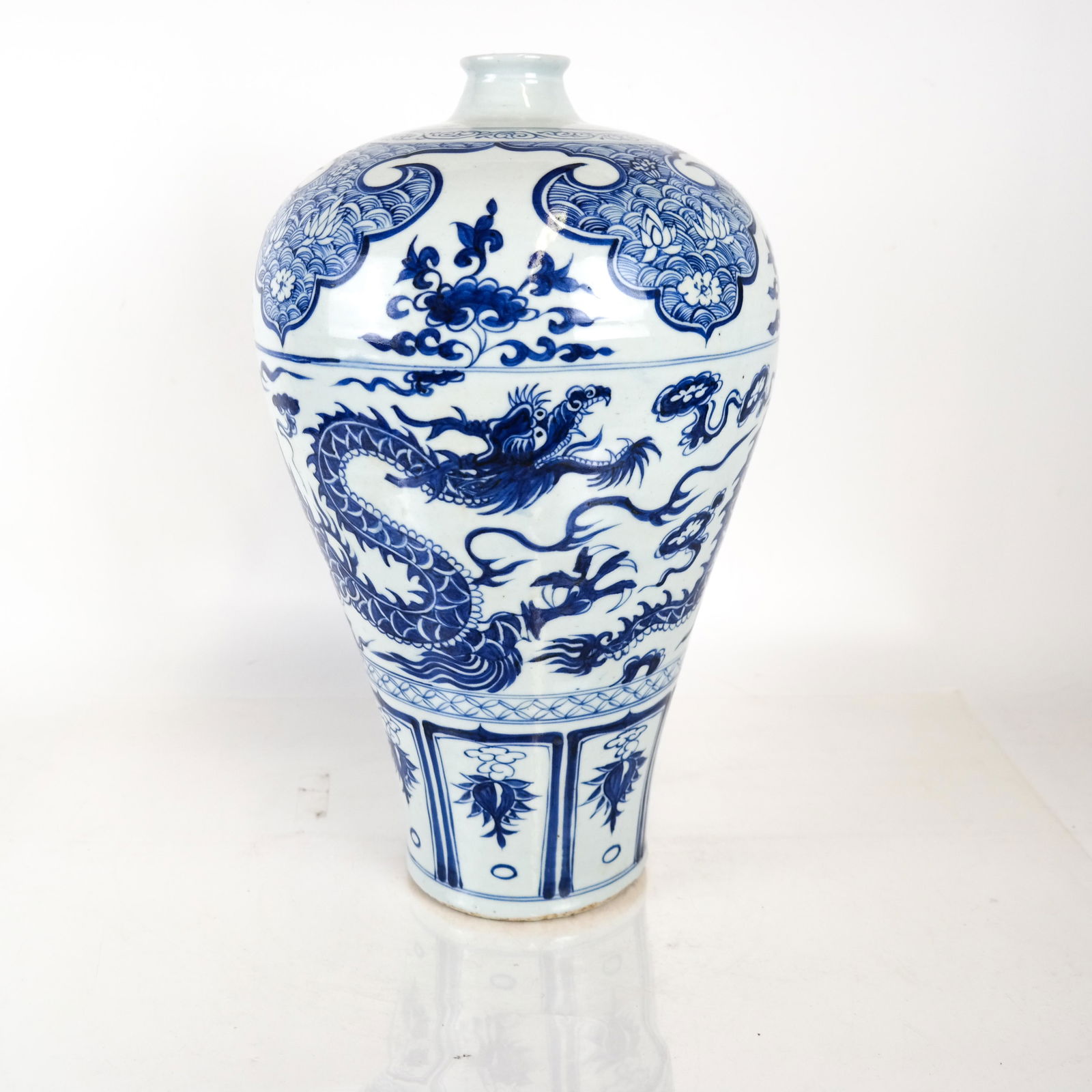 Chinese Blue and White Dragon Motif Ceramic Vase (1 of 5)