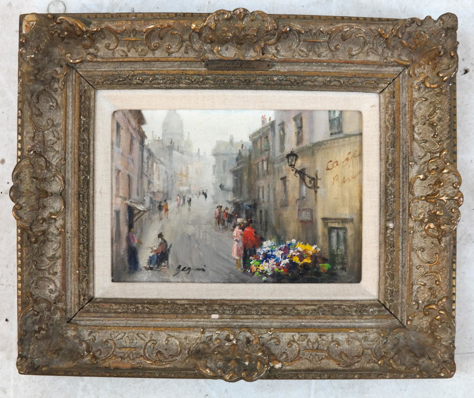 Paris Figural Street Scene - Oil on Canvas (1 of 4)