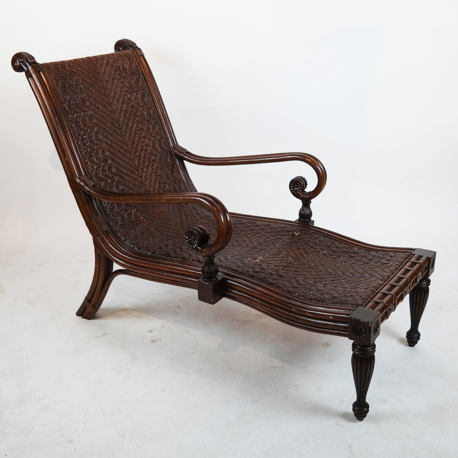 Regency-Style Bamboo & Rattan Chaise (1 of 7)