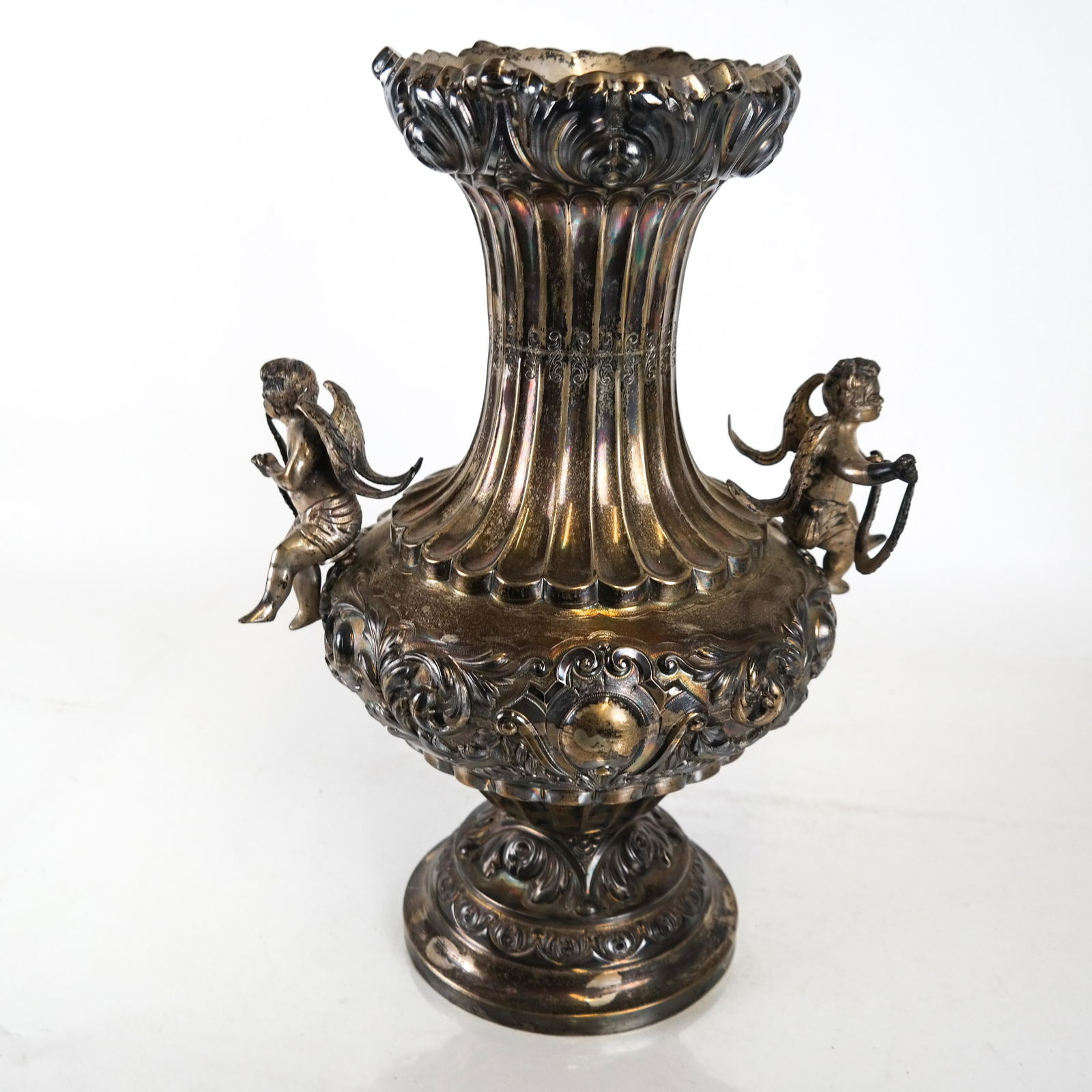 19th C. Continental Silver Vase w/ Cherubs (1 of 7)