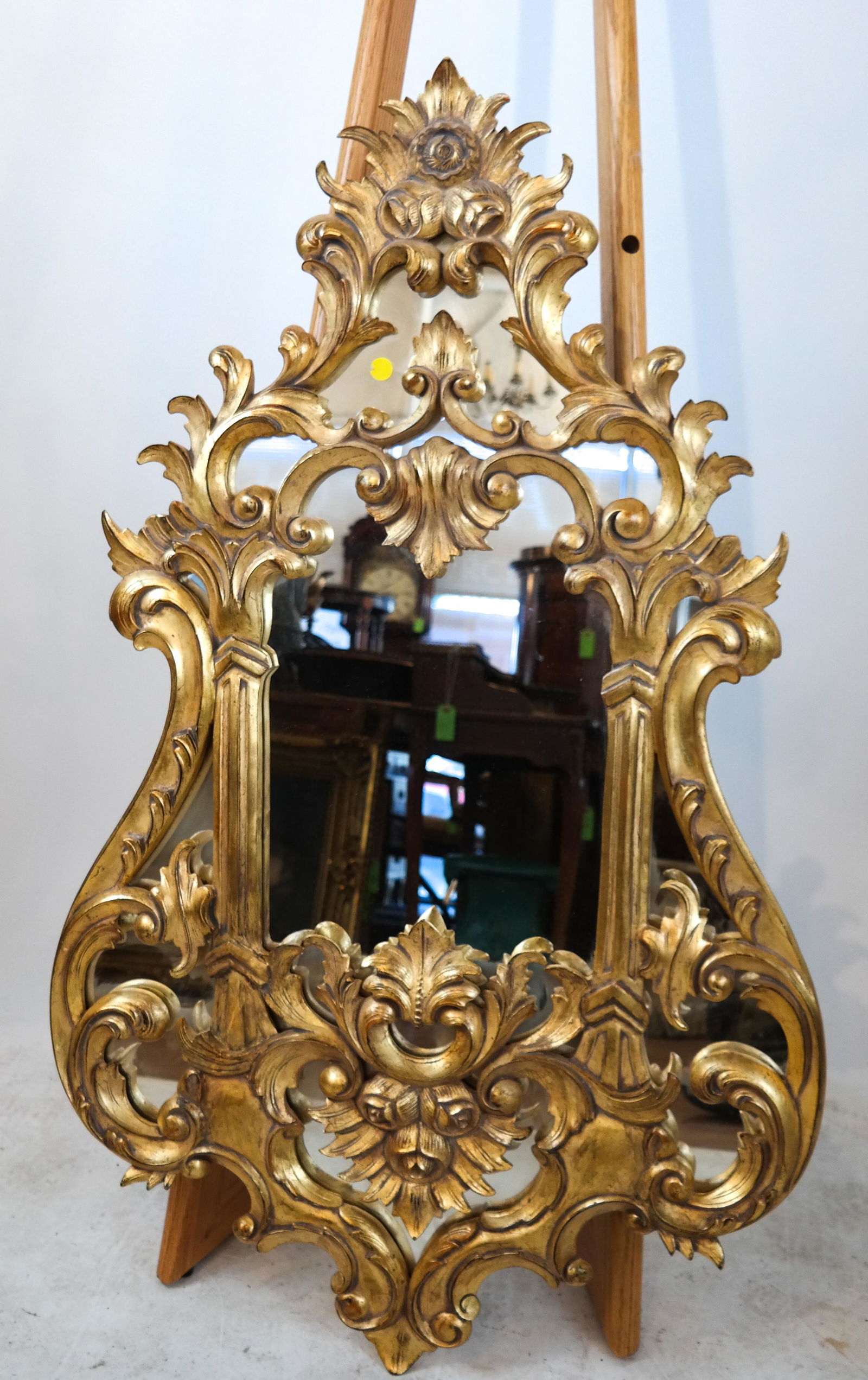 Antique French Giltwood Shield-Form Mirror (1 of 4)