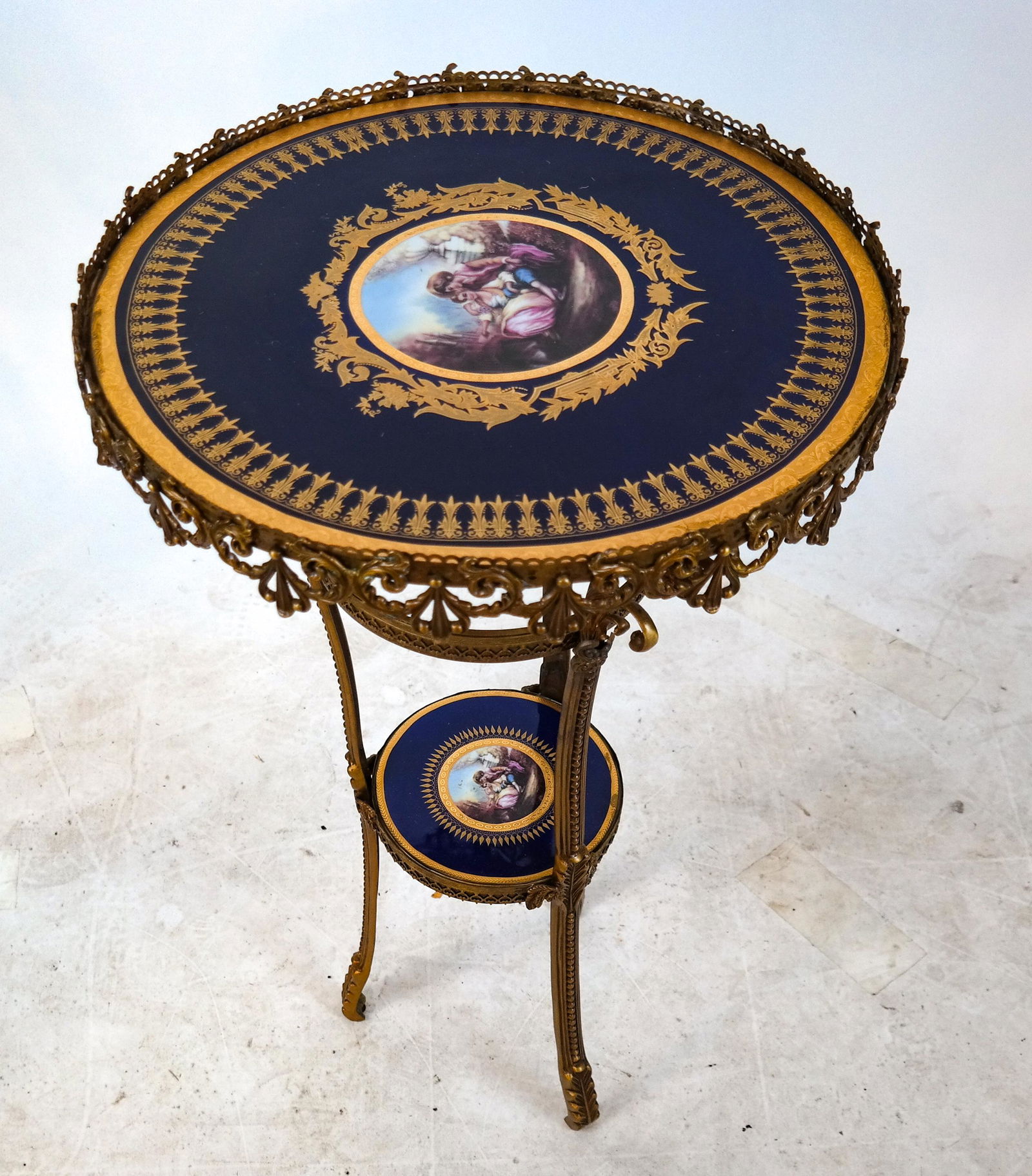 Two-Tier Bronze Dore and Porcelain Stand (1 of 6)