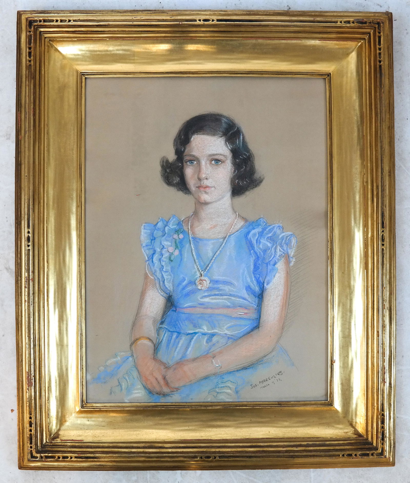 Joseph MARGULIES: Portrait of a Girl - Pastel, Gil (1 of 5)