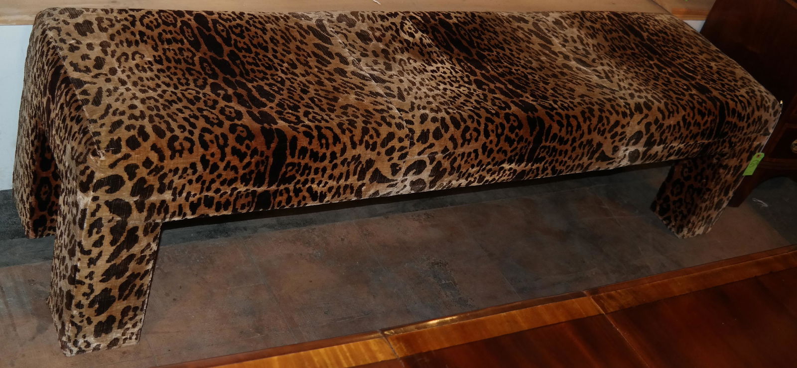 Modern Bench with Leopard Velvet Upholstery (1 of 3)