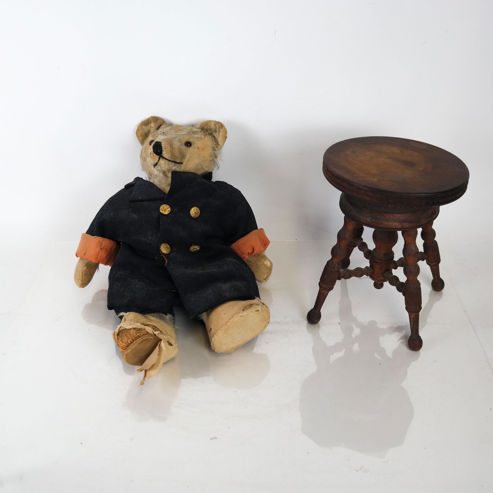 Antique Teddy Bear & Child's Stool (1 of 8)