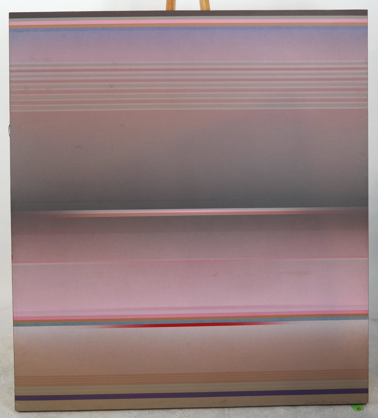 David Barry LEWIS: Linear Abstract - Oil on Canvas: David Barry Lewis, linear abstract, signed and dated (7-79) lower right. [60 x 55 inches]. In good condition.