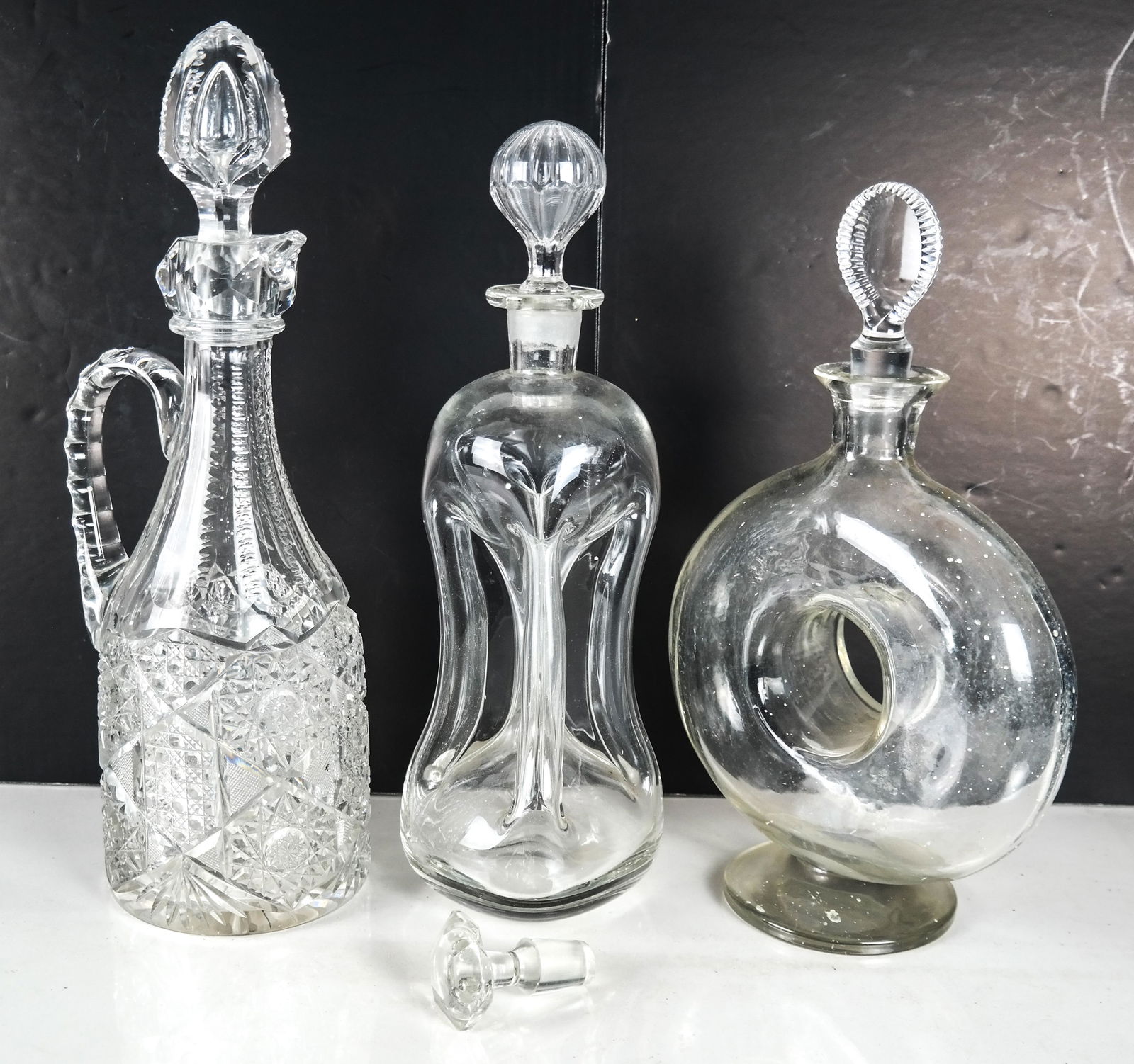 Three Crystal Decanters, Four Stoppers (1 of 18)
