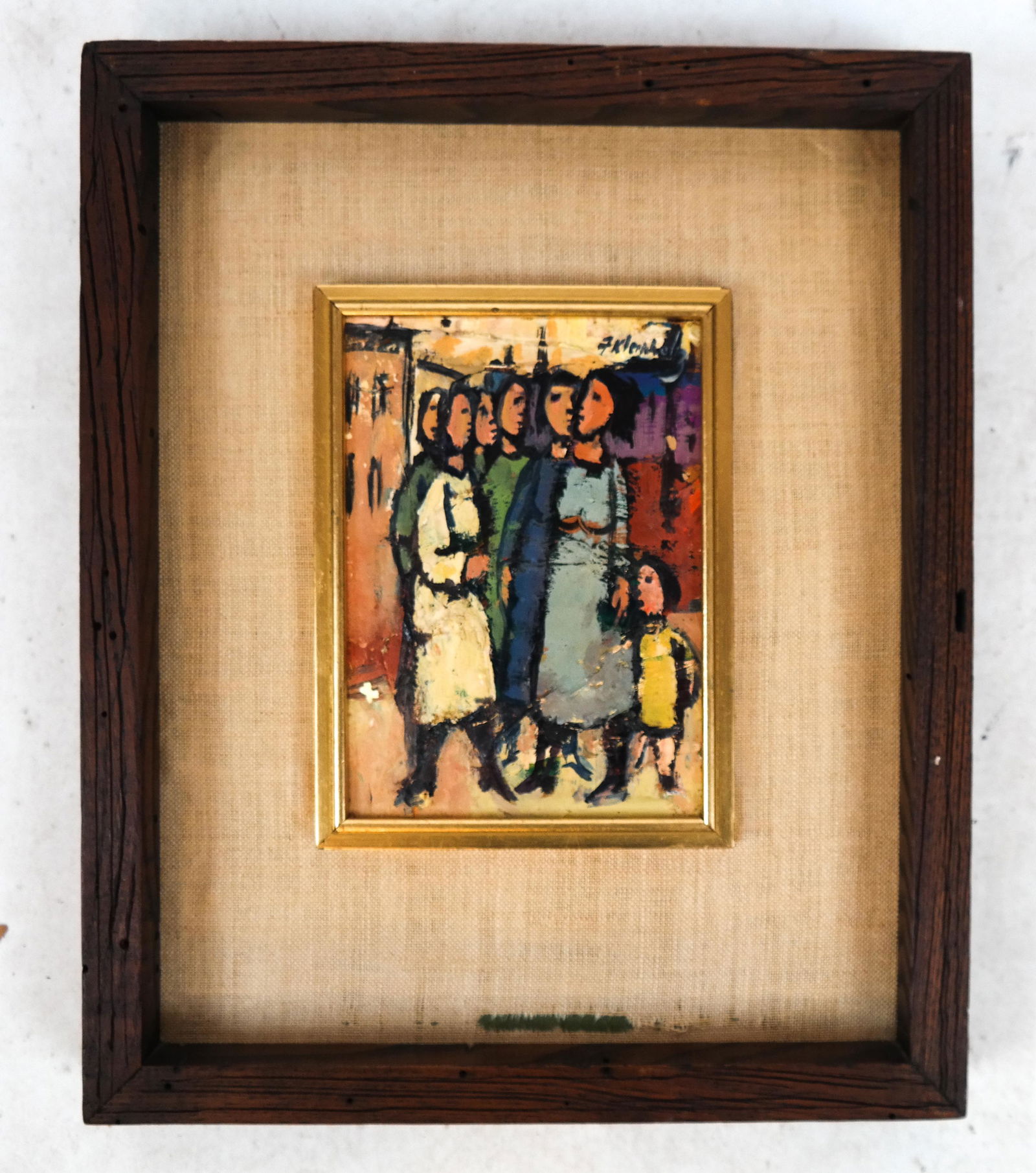 Franz KLEINHOLZ: Figures in a Street - Oil on Boar (1 of 5)