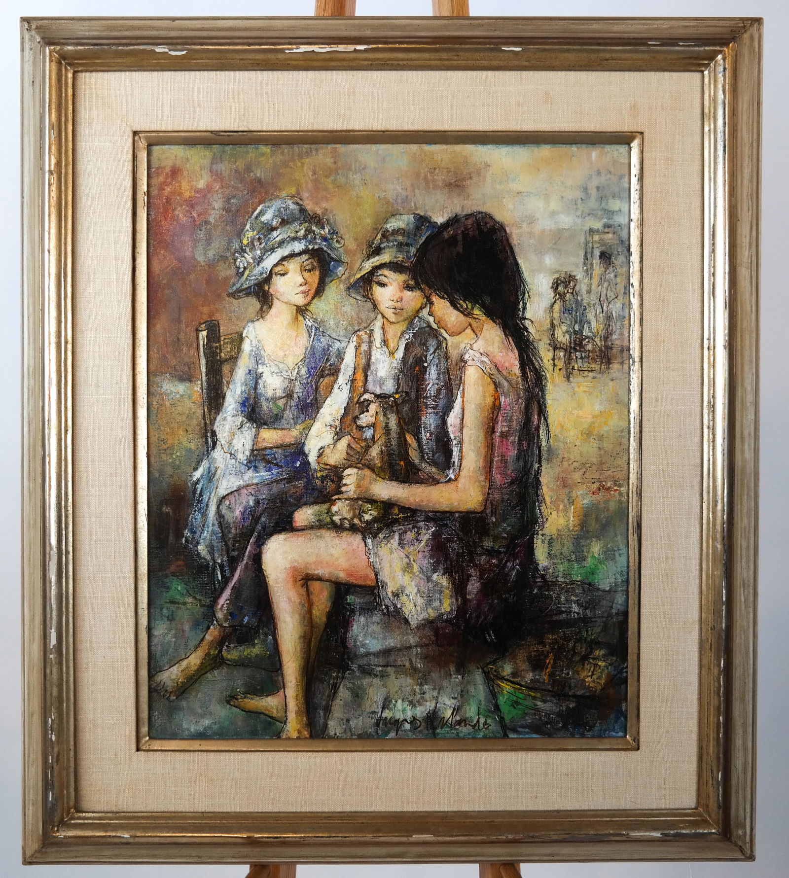 Jacque LALANDE: Three Girls - Oil on Canvas (1 of 5)