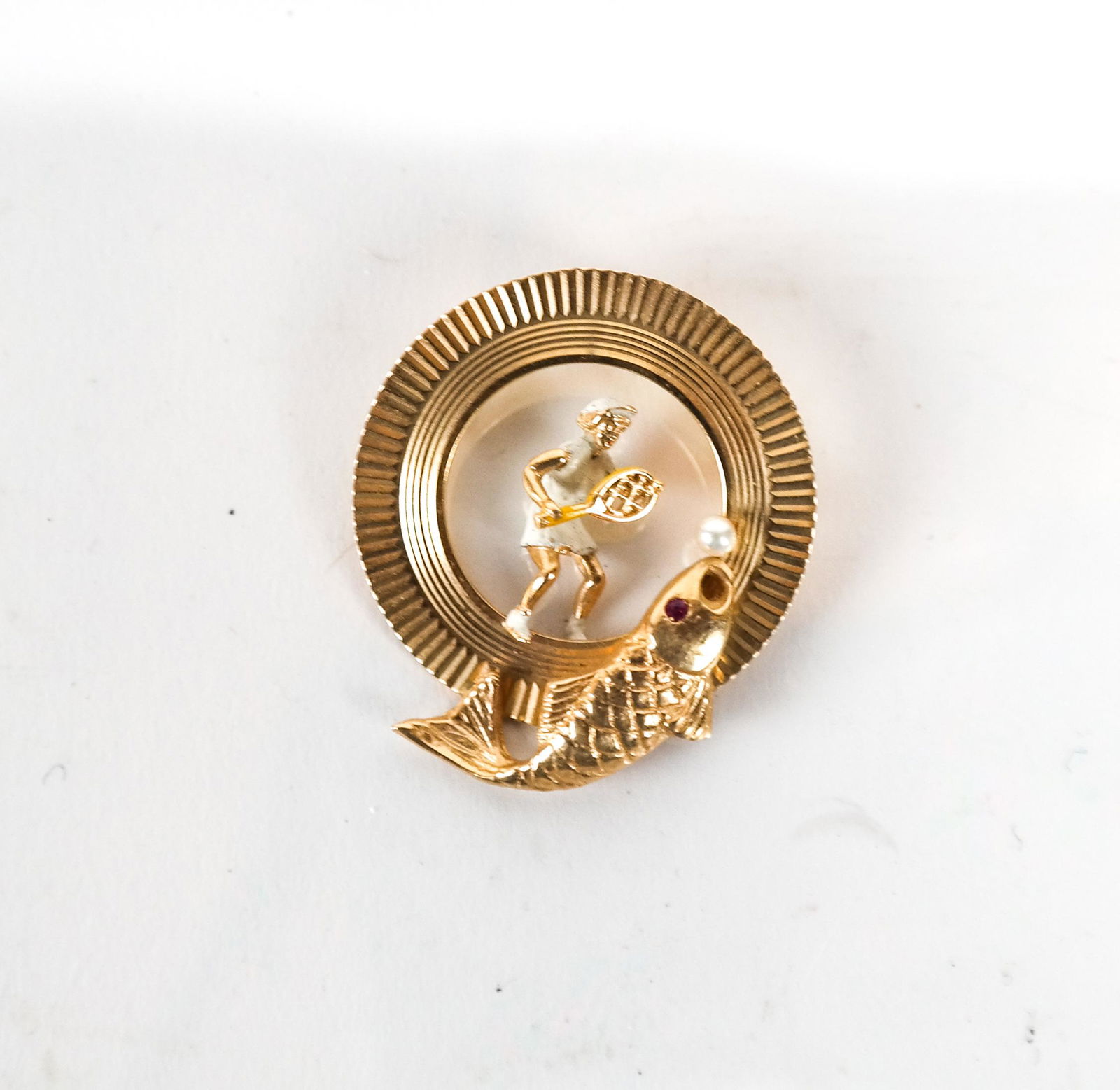 14K Gold Tennis and Fish-Themed Pin (1 of 2)