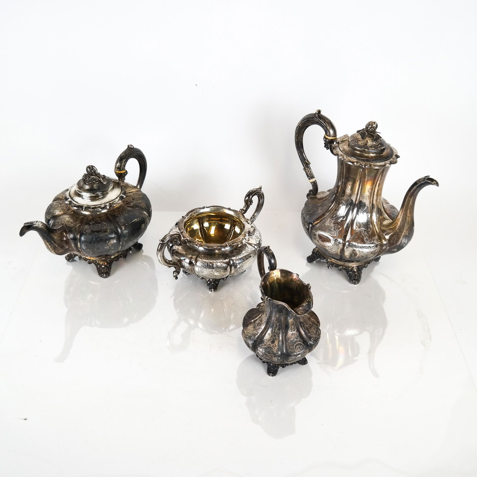 English 19th C. Sterling Silver Tea & Coffee Service (1 of 14)