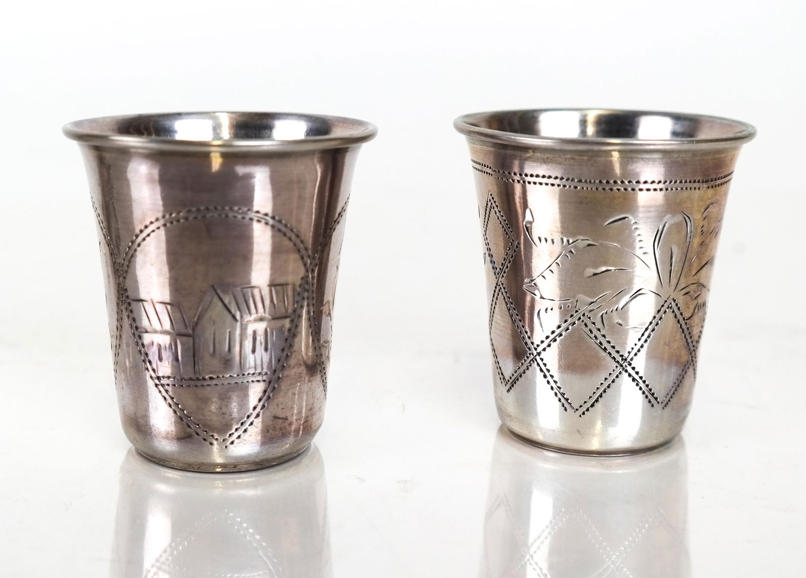 2 Russian Silver Vodka Cups; Sterling Salt (1 of 6)
