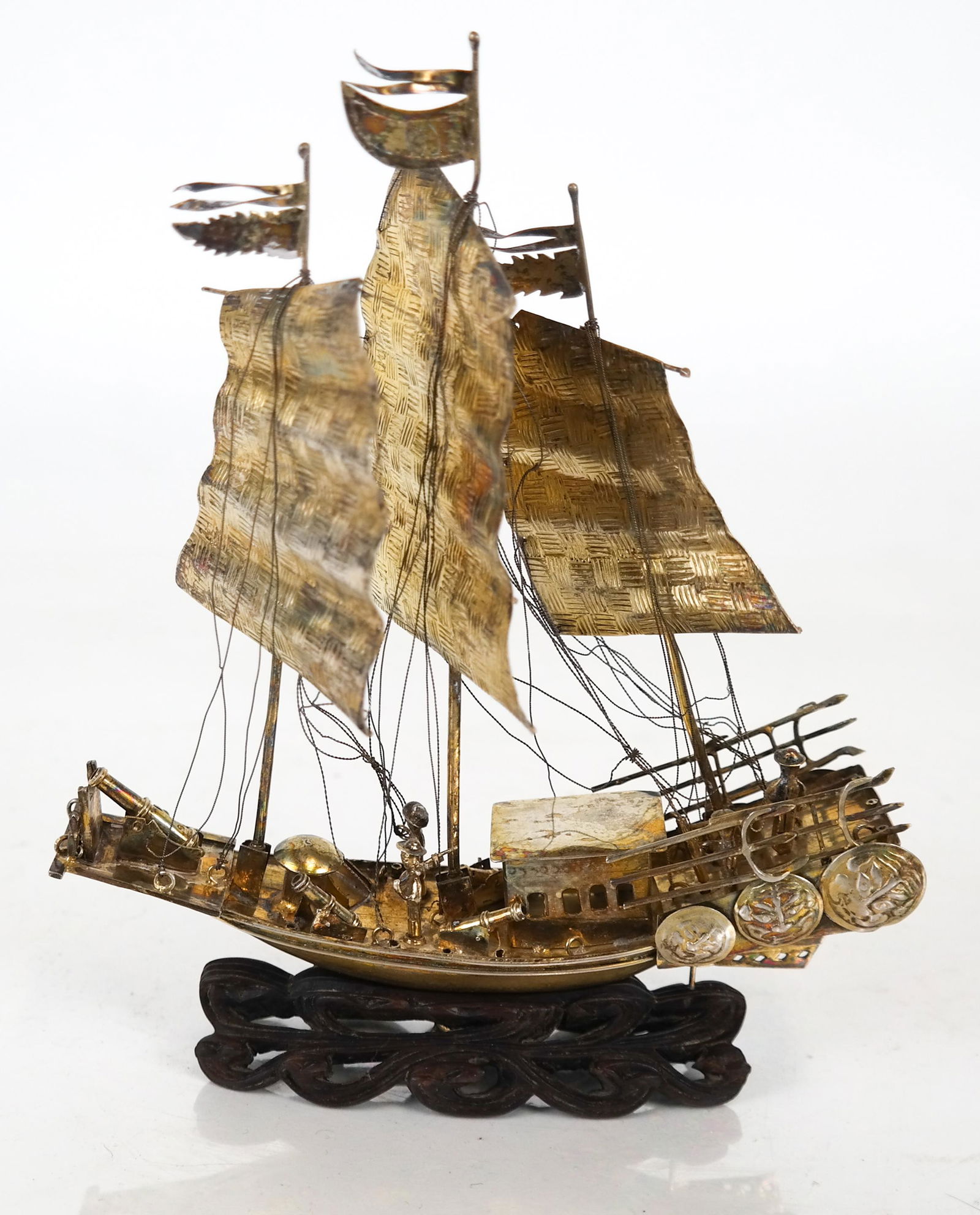 Miniature Vermeil Silver Chinese Sailing Ship (1 of 8)