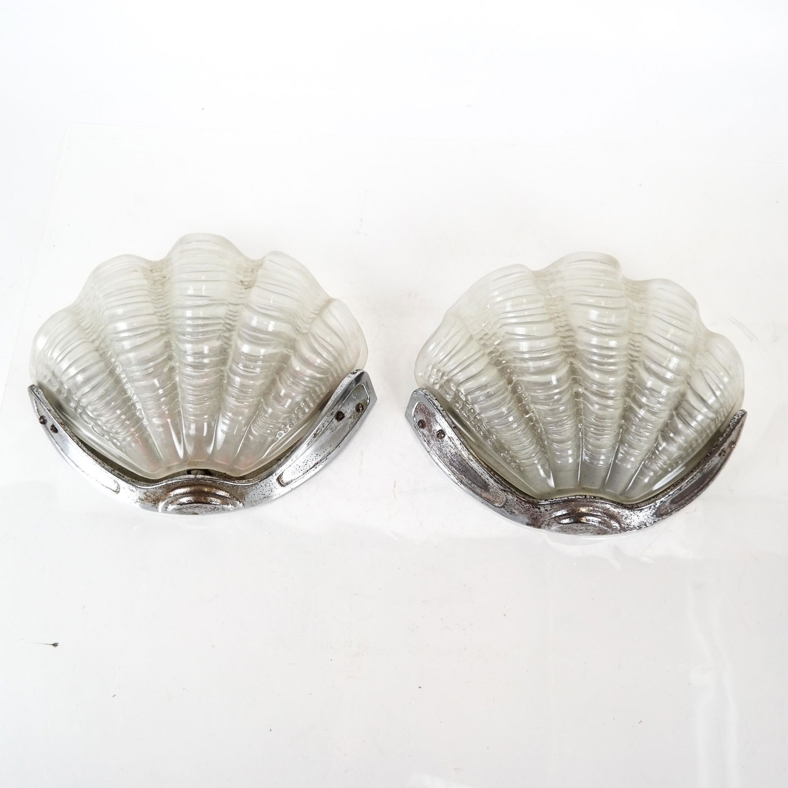 Pair Deco Shell Glass Sconces (1 of 5)