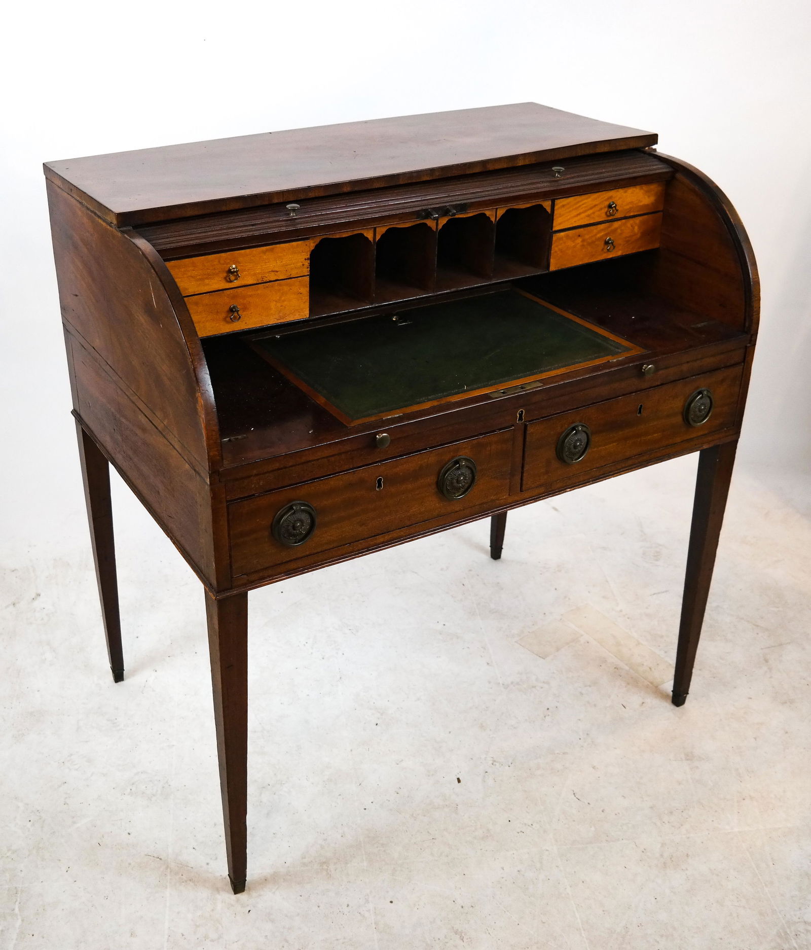 Mahogany Tambour Roll-Top Desk: Mahogany tambour roll-top desk. [39 x 36 x 24 1/2 inches].