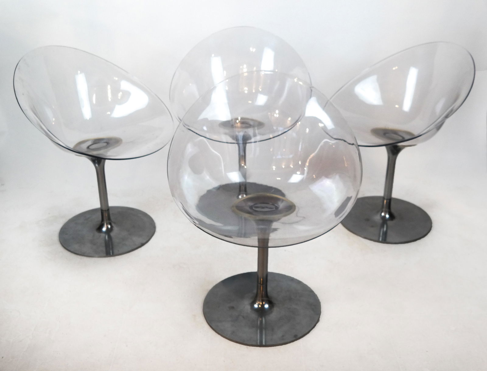 4 Modern Lucite Ghost-Style Swivel Chairs (1 of 9)
