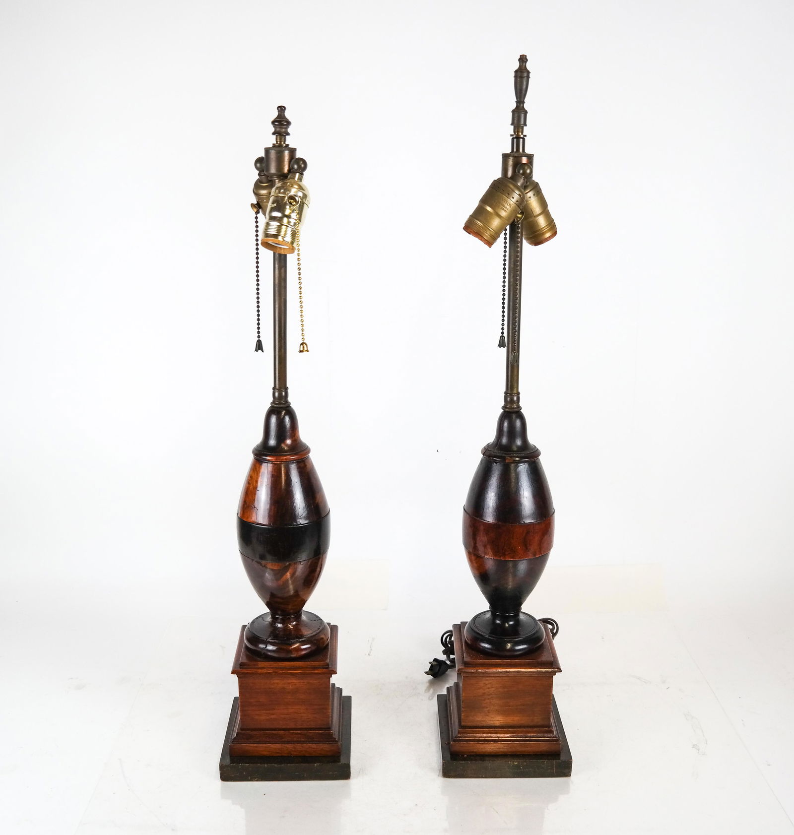 Pair English Urn-Form Wood Lamps (1 of 6)