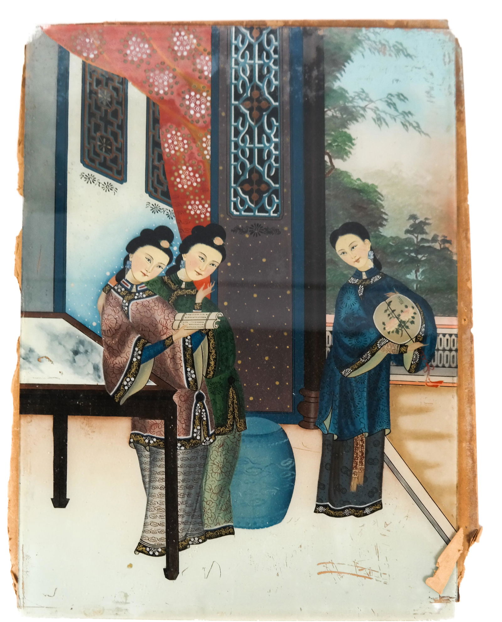 Reverse Painted (Glass Only) Japanese Scene (1 of 3)