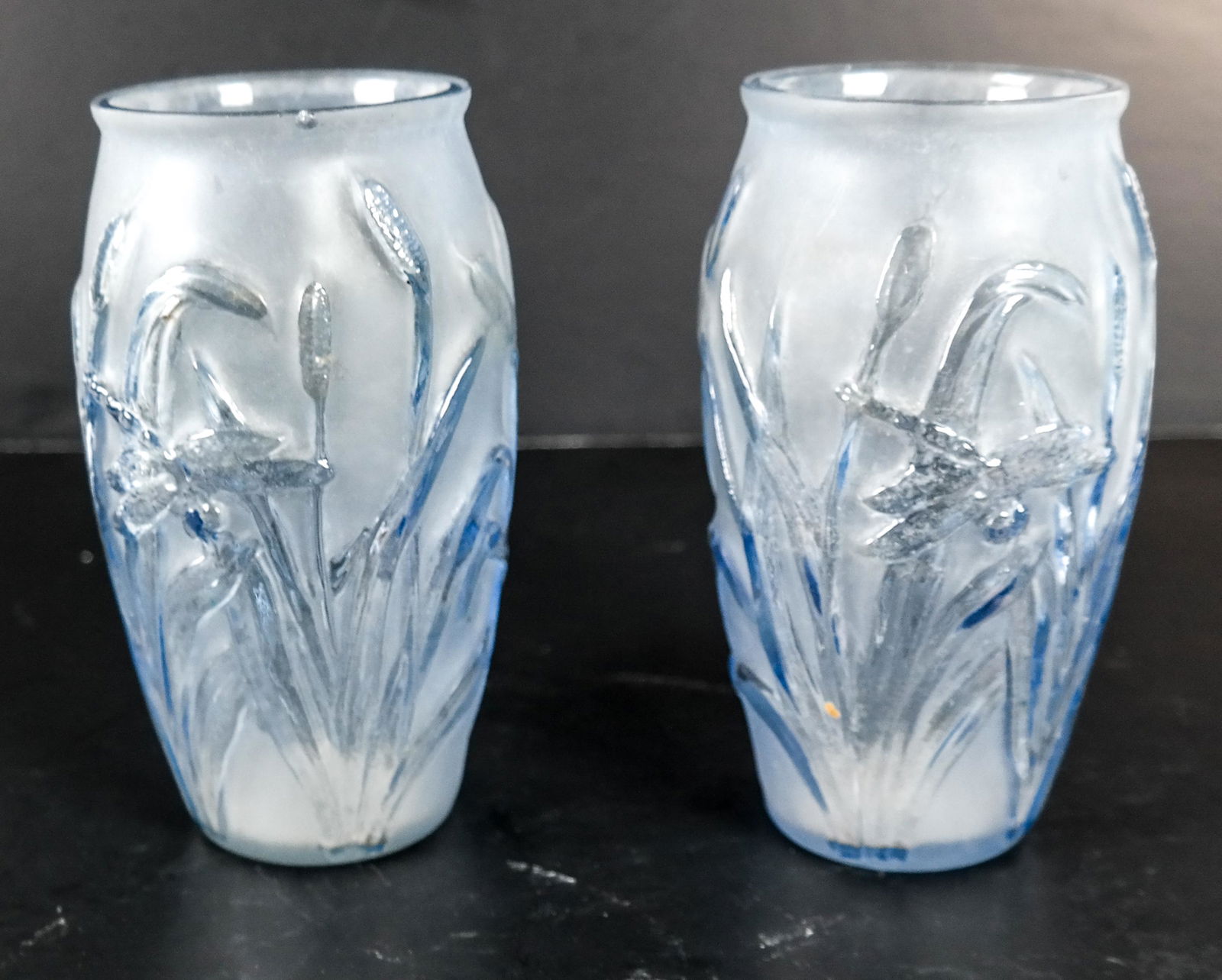 Pair of Lalique-Style Dragonfly Vases (1 of 5)