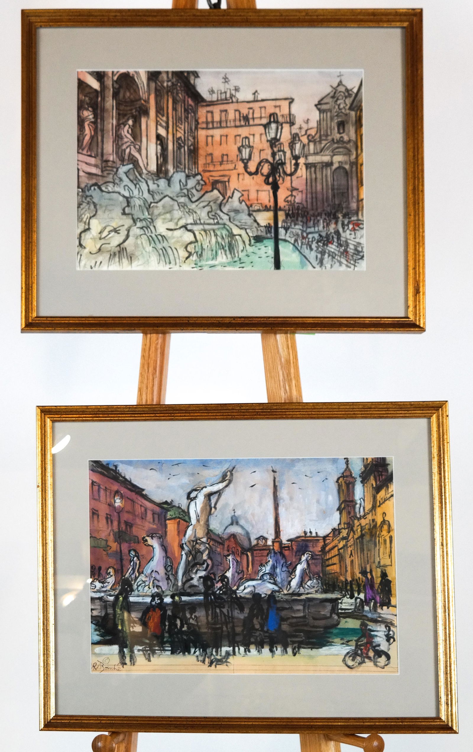 Rene Robert BOUCHE Two Roman Scenes - W/C (1 of 10)