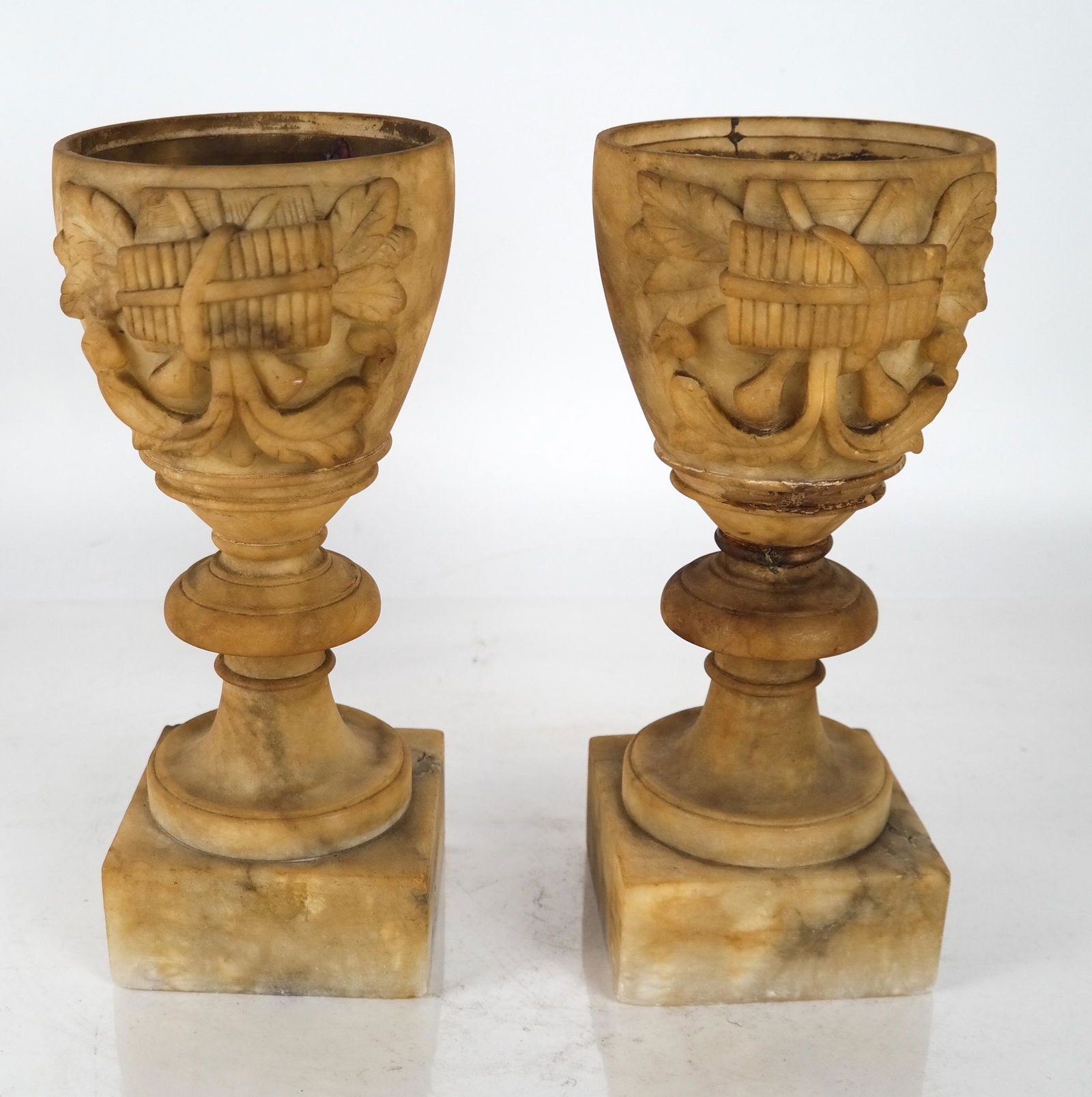 Pair Classical-Style Alabaster Urns (1 of 8)