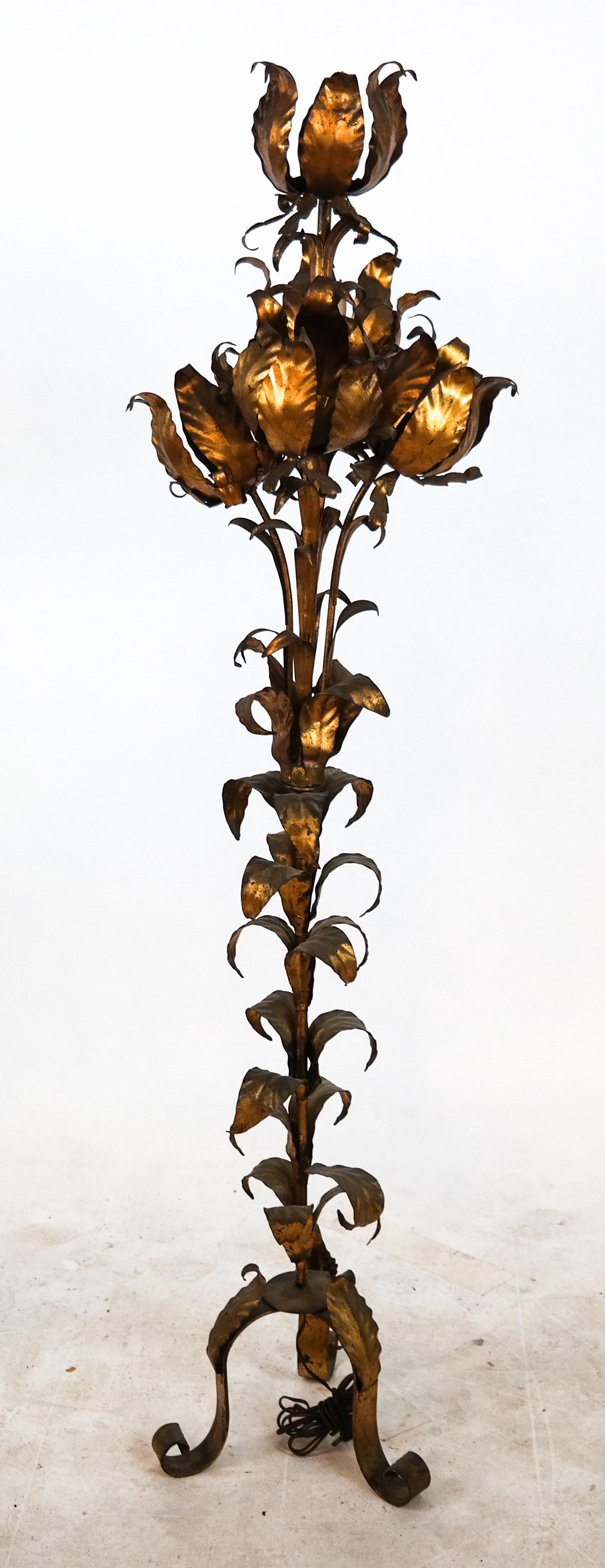 Gilt Tole Floral Design Floor Lamp (1 of 6)