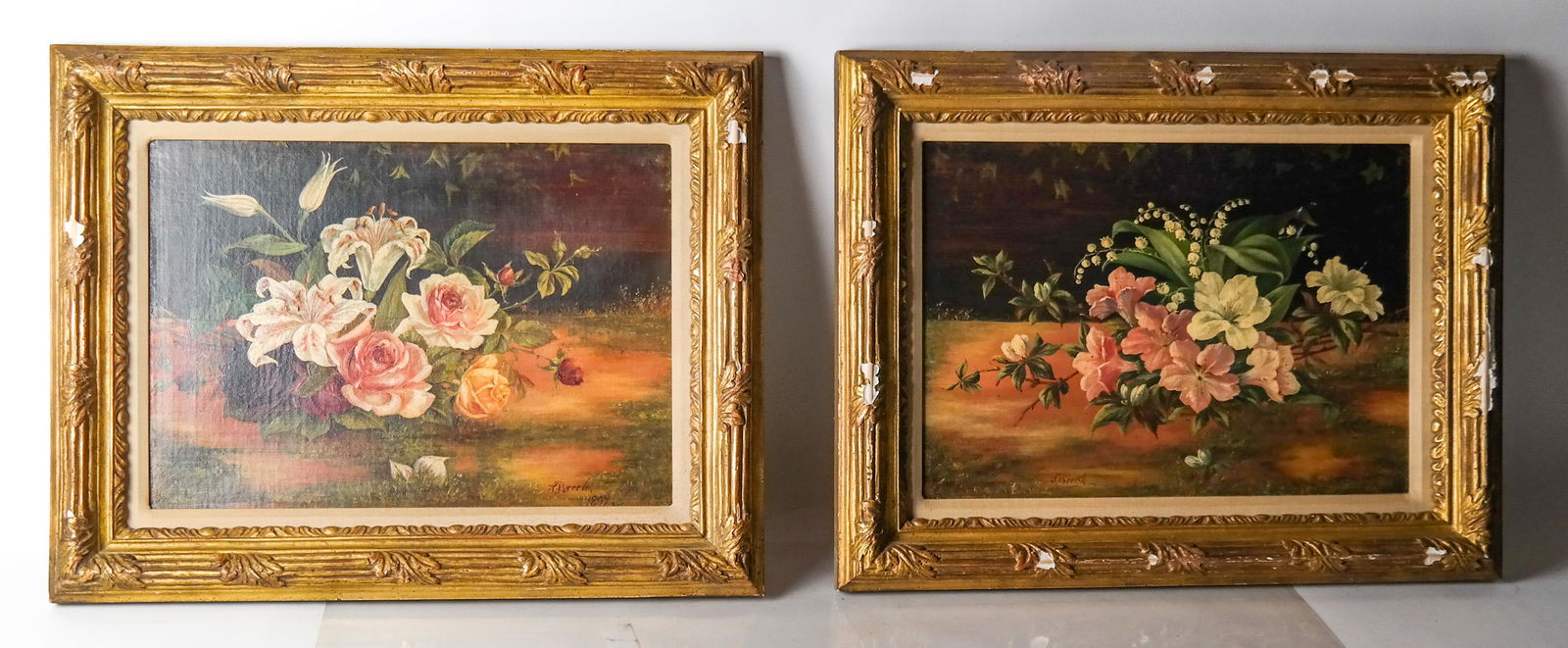 J. BEECH: Flowers - Two Oils on Canvas (1 of 7)